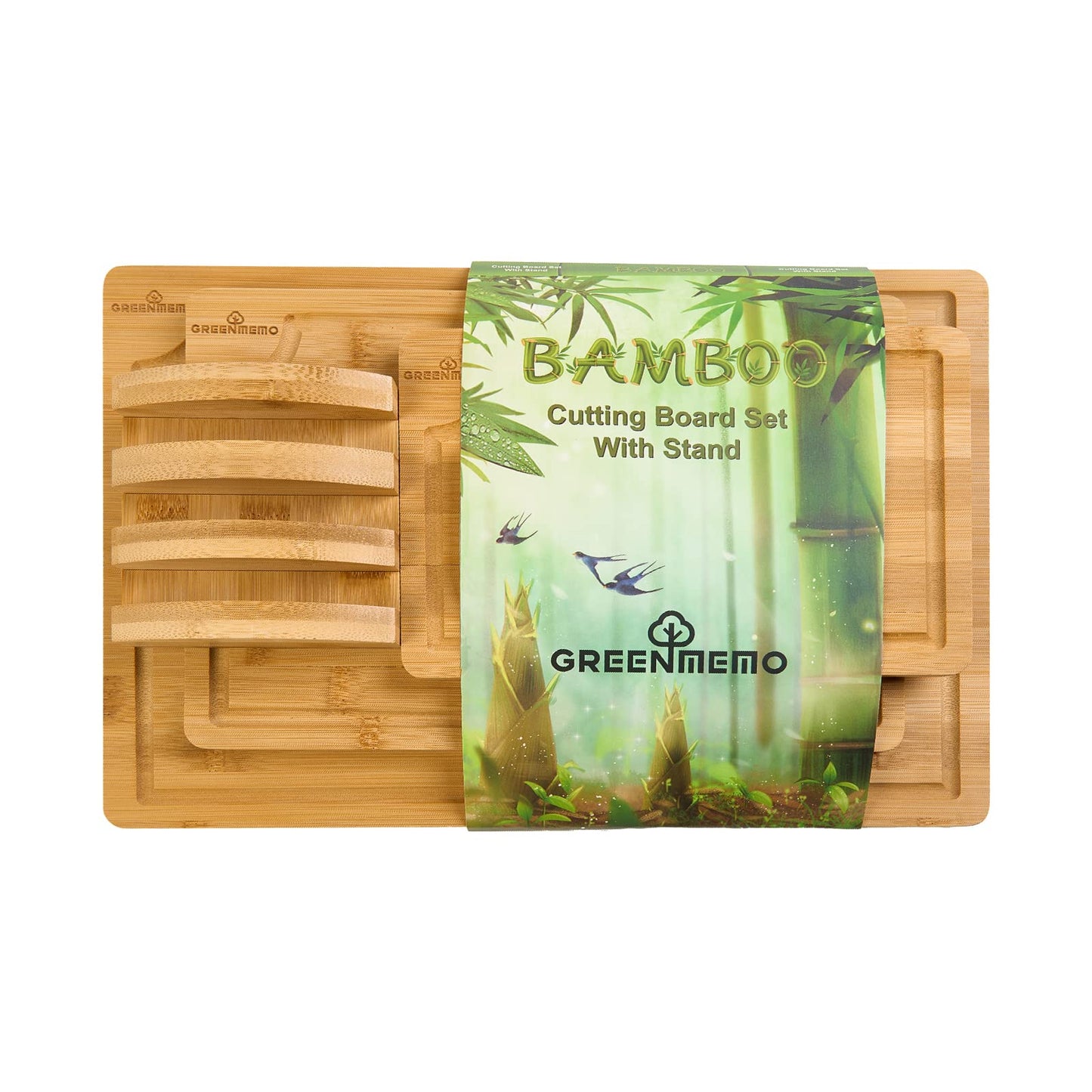 Bamboo Cutting Board Set with Juice Grooves