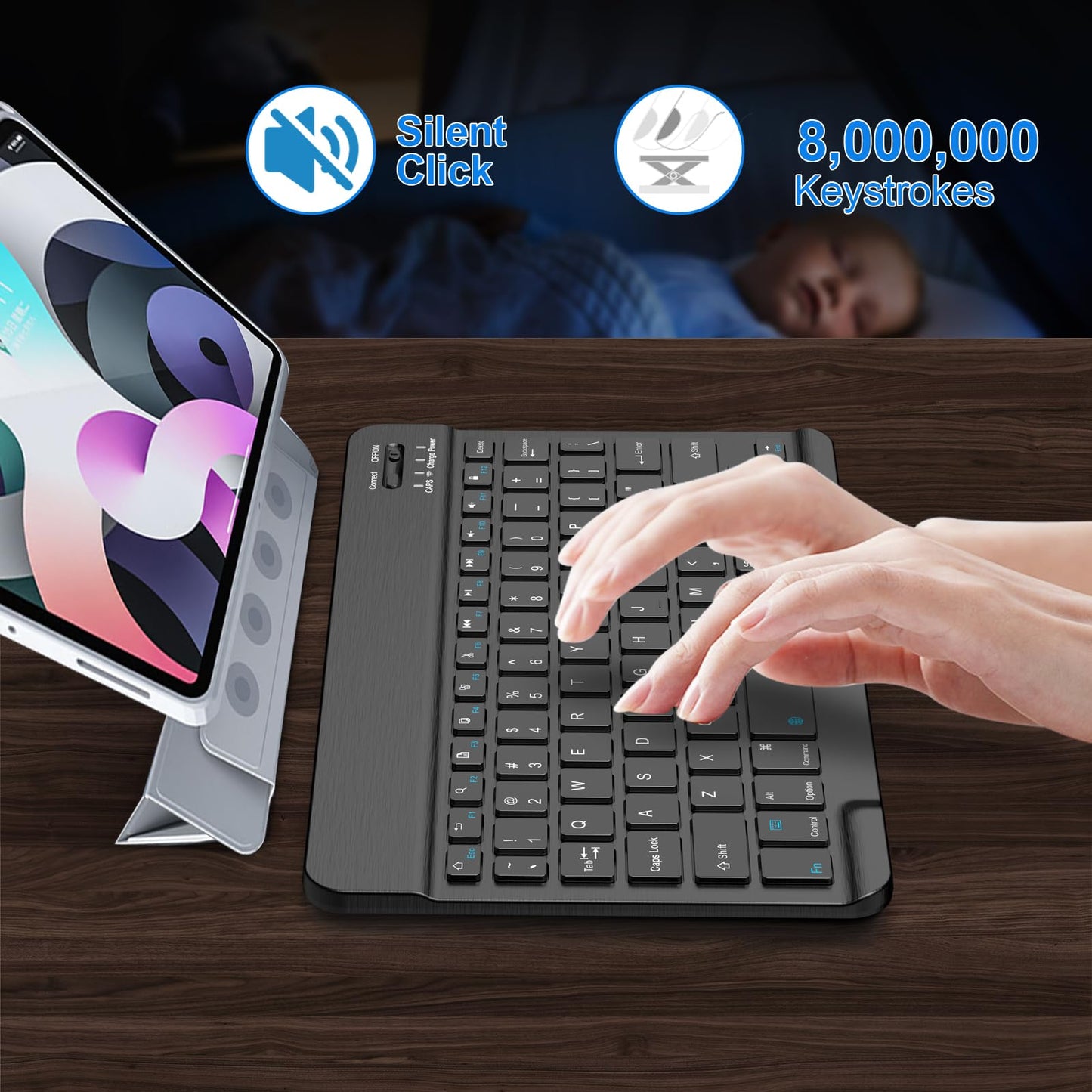Bluetooth Keyboard for iPad, Samsung Tablets