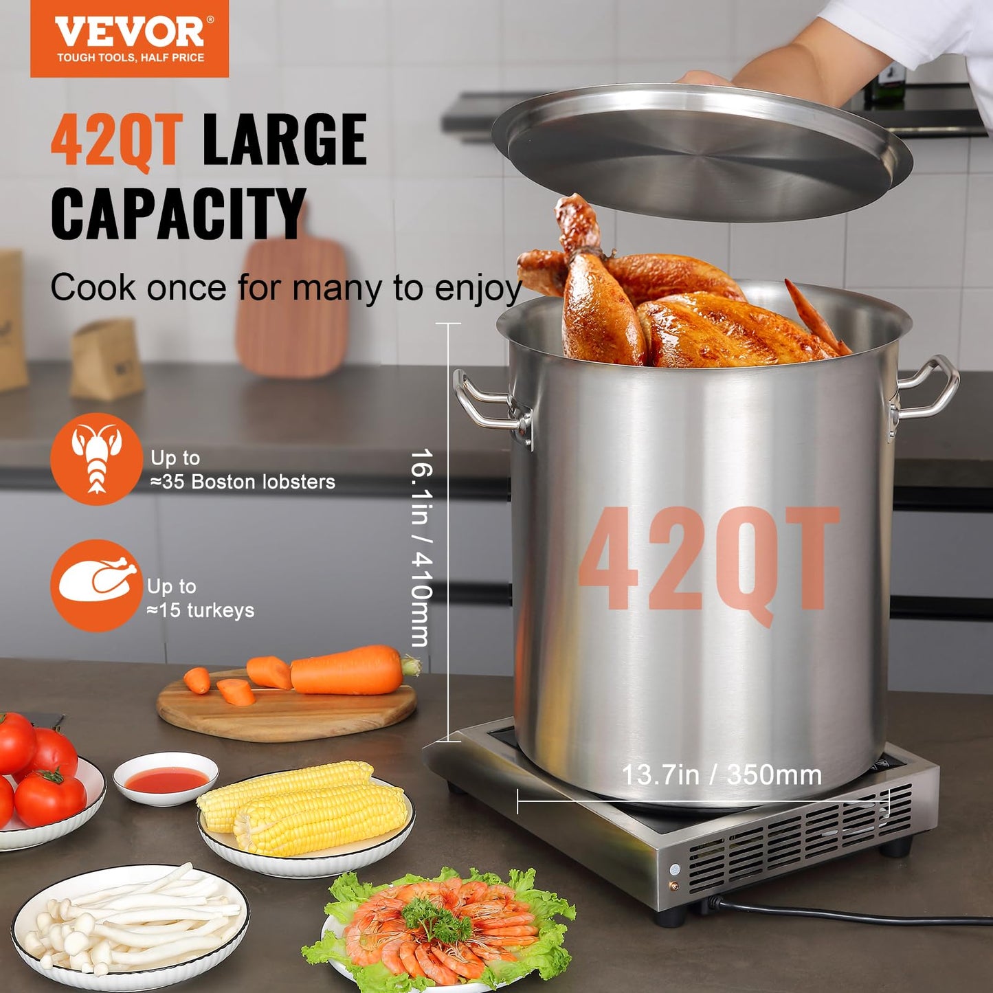 42QT VEVOR Stainless Steel Stockpot for Cooking