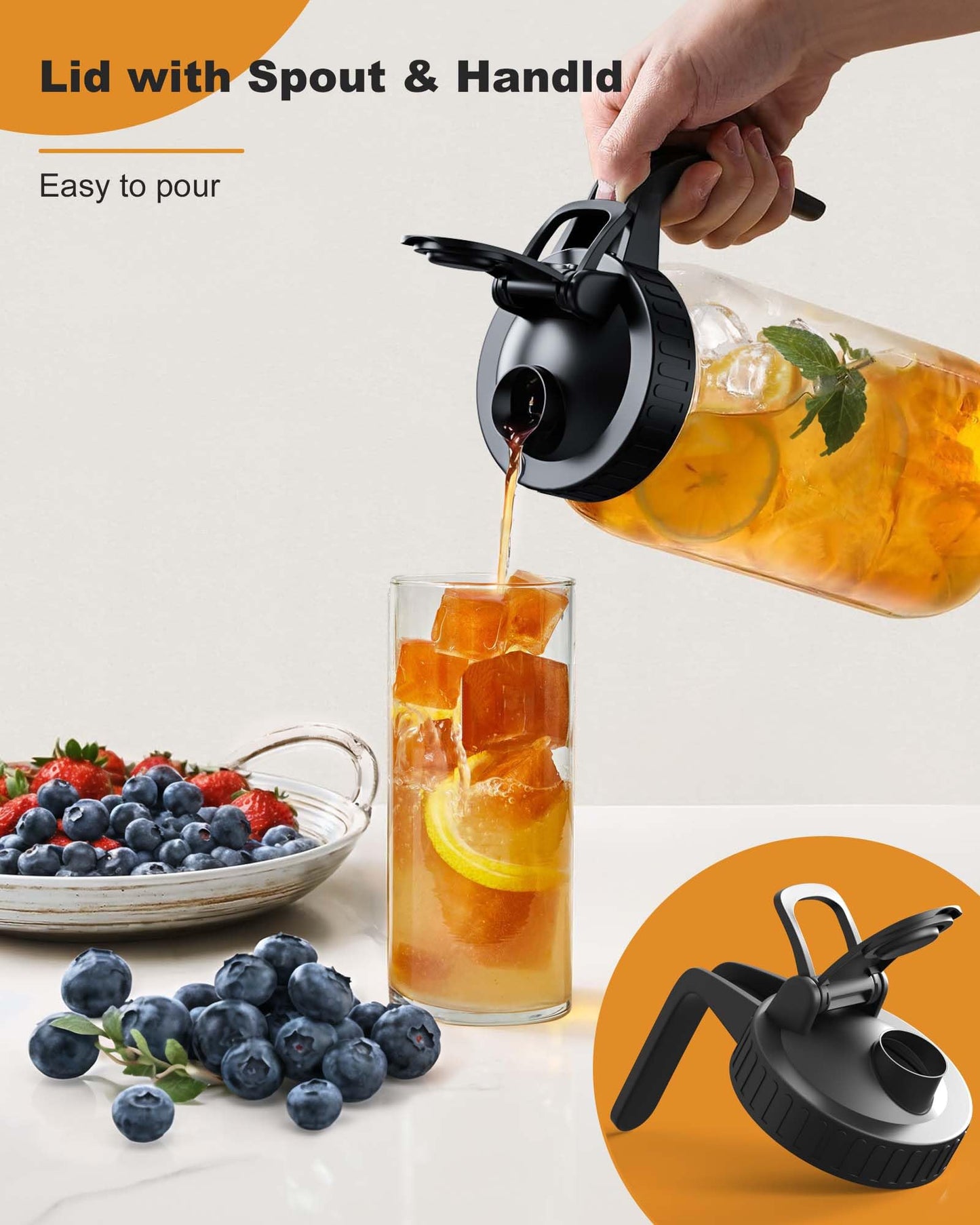 64 oz Glass Water Pitcher with Airtight Lid