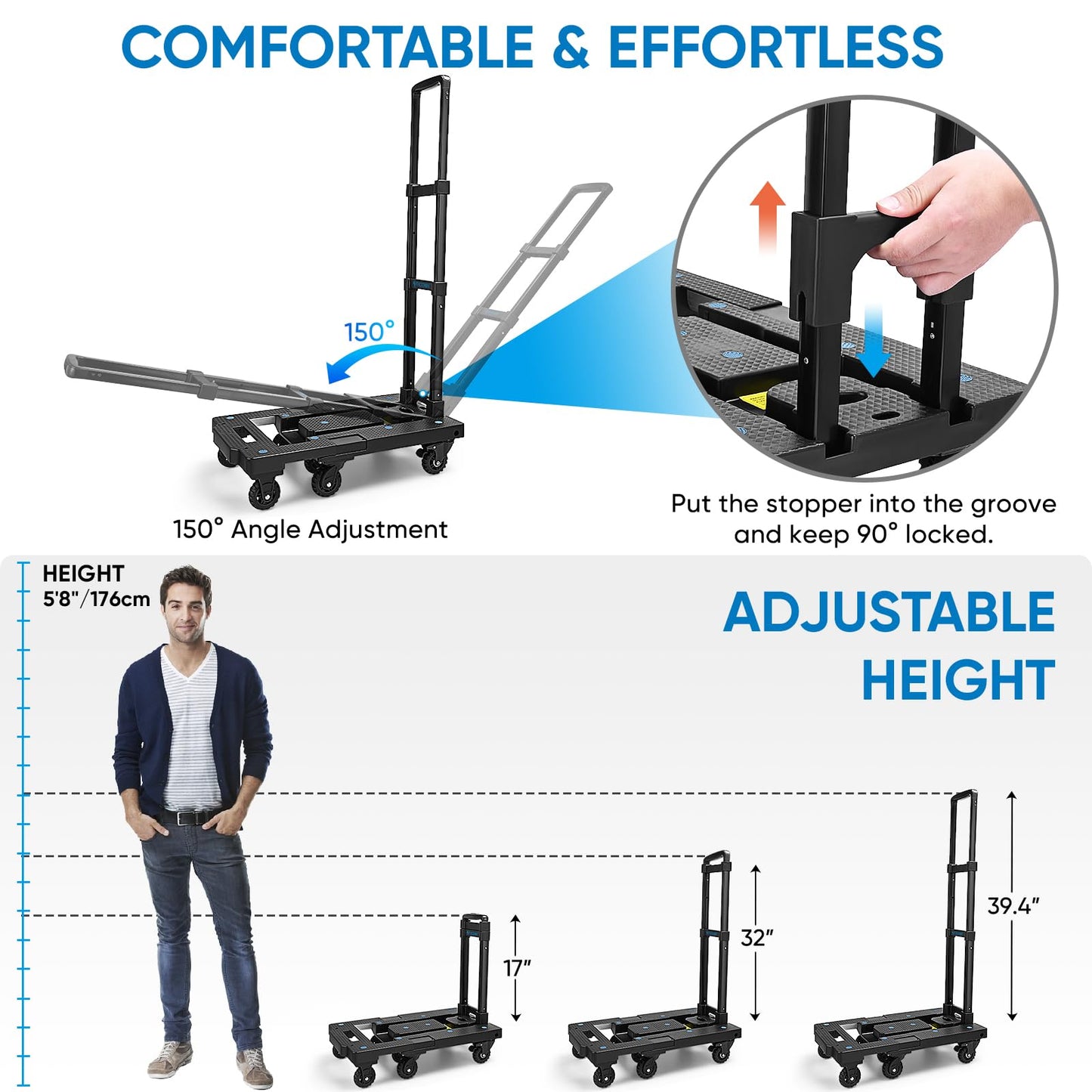 330LB TICONN Folding Hand Truck Dolly Cart