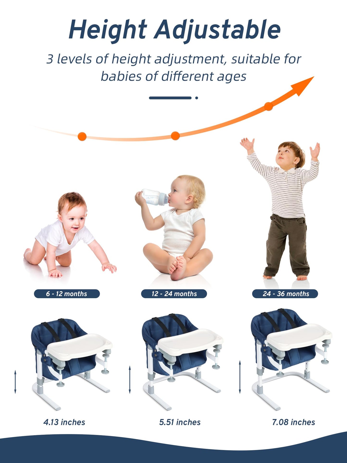 BIUSIKAN Travel High Chair, Foldable High Chairs for Babies and Toddlers, Hook on High Chair with Carry Bag, Booster Seat for Kitchen Chair, Adjustable Height, Portable High Chair for Camping