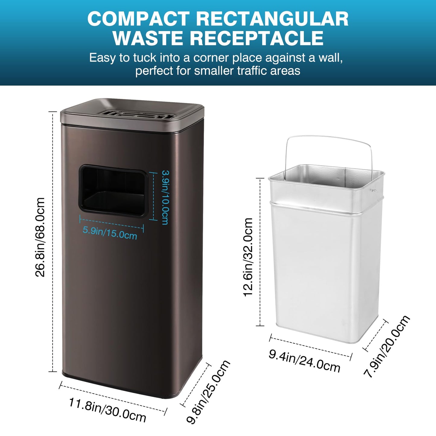IRONWALLS Stainless Steel Outdoor Trash Can with Lid