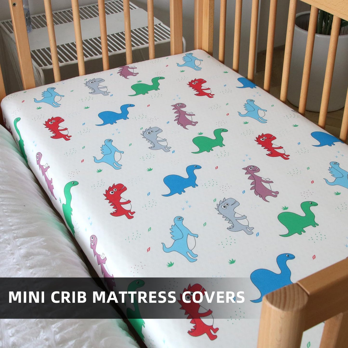 Mini Crib Fitted Sheets 2-Pack - Dinosaurs