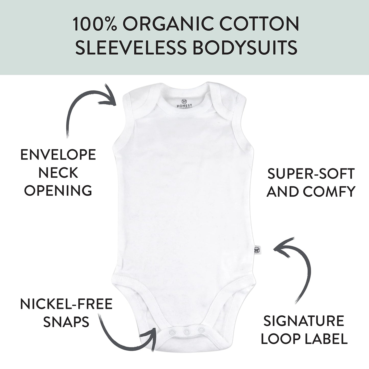 HonestBaby Sleeveless Organic Cotton Bodysuits