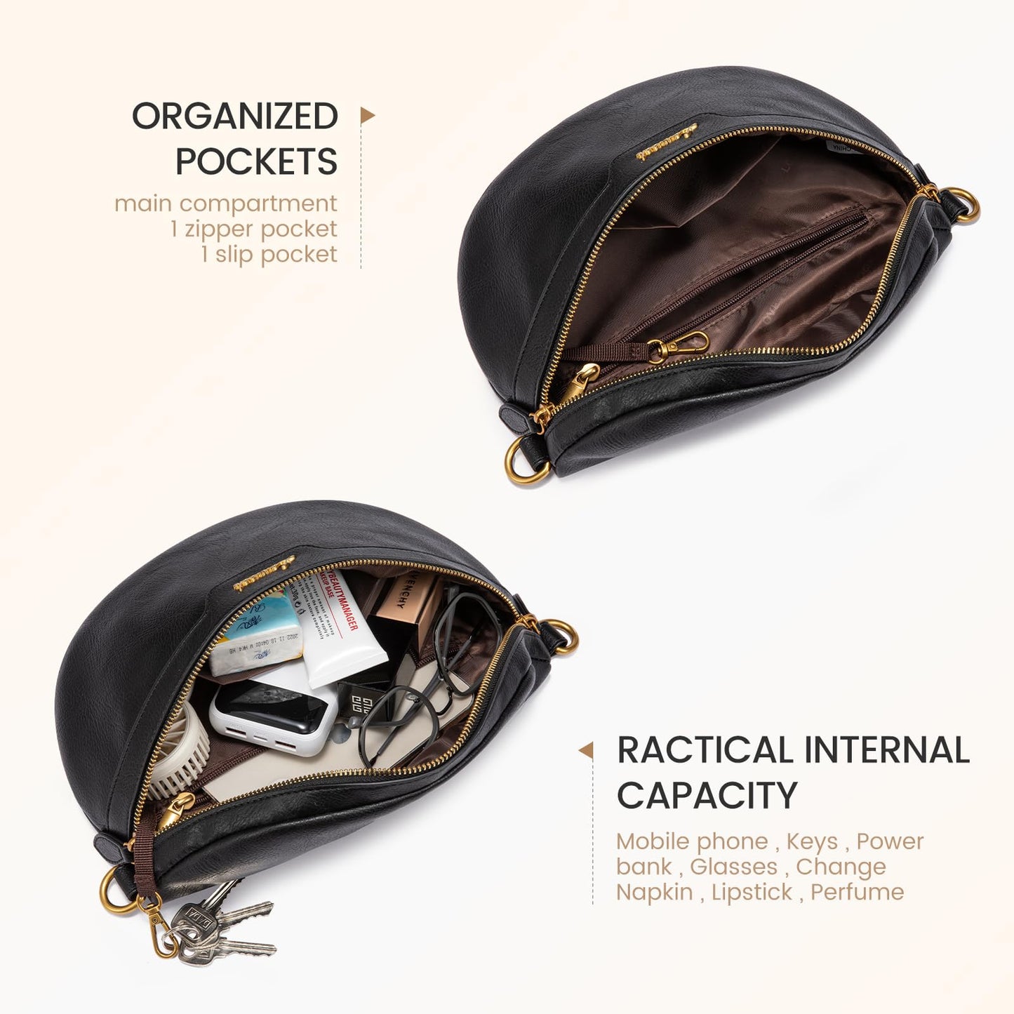 LOVEVOOK Vegan Leather Fanny Pack with Boho Strap