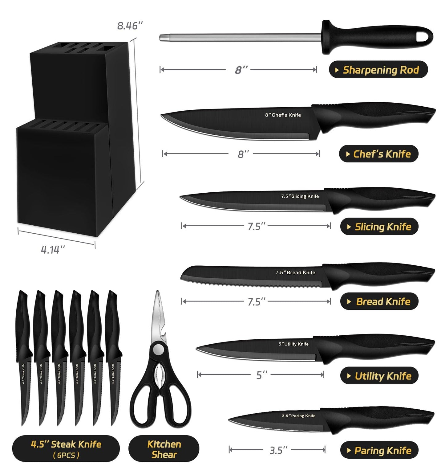 14-Piece XANAPON High Carbon Knife Set