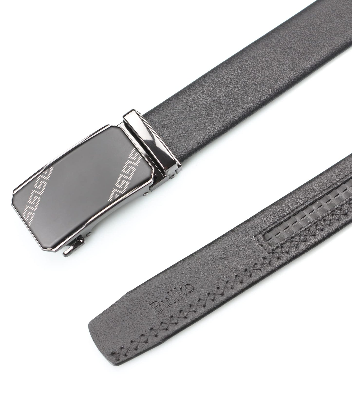 Bullko Adjustable Leather Golf Dress Belt, Black