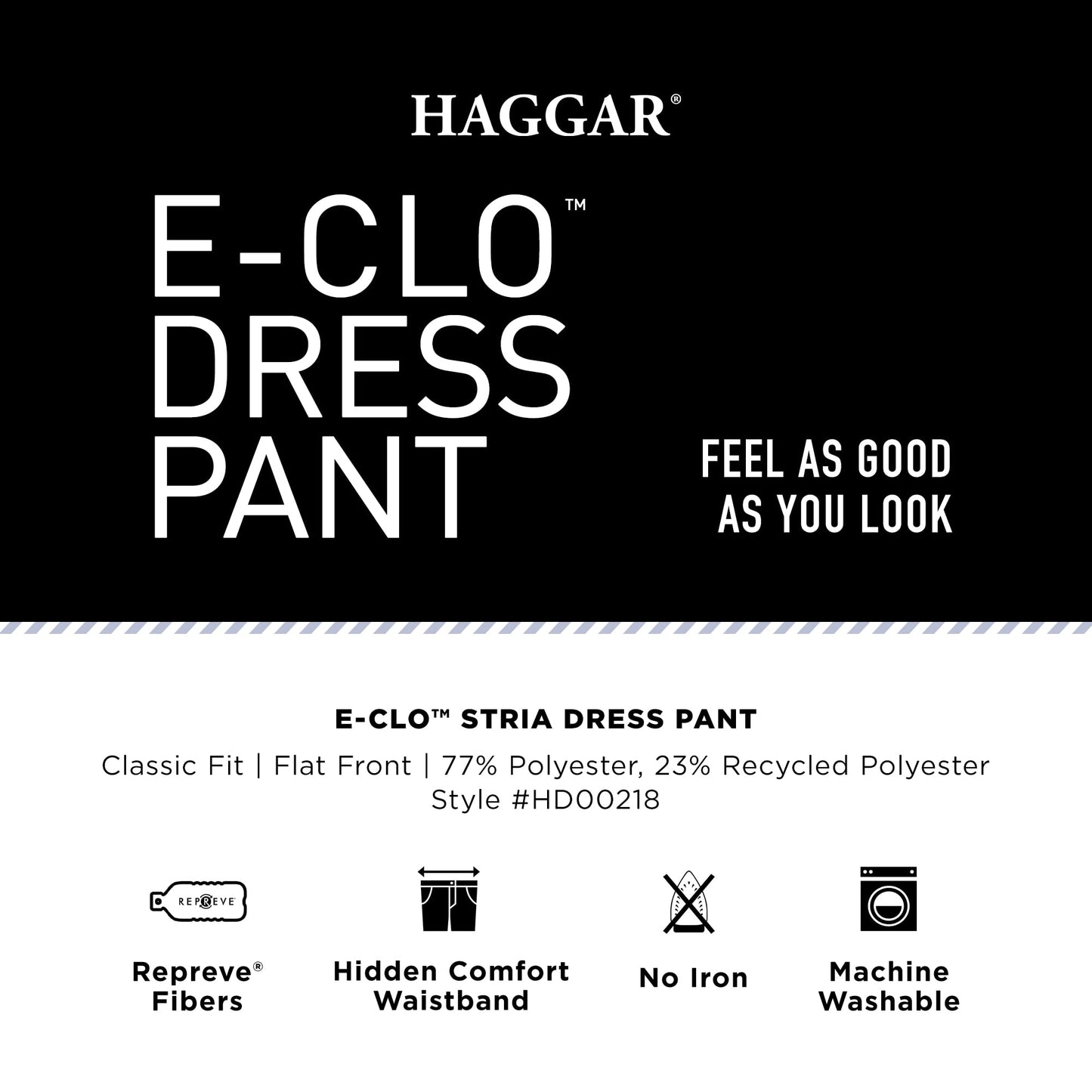 Haggar Men's Expandable-Waist Dress Pants 34W x 29L