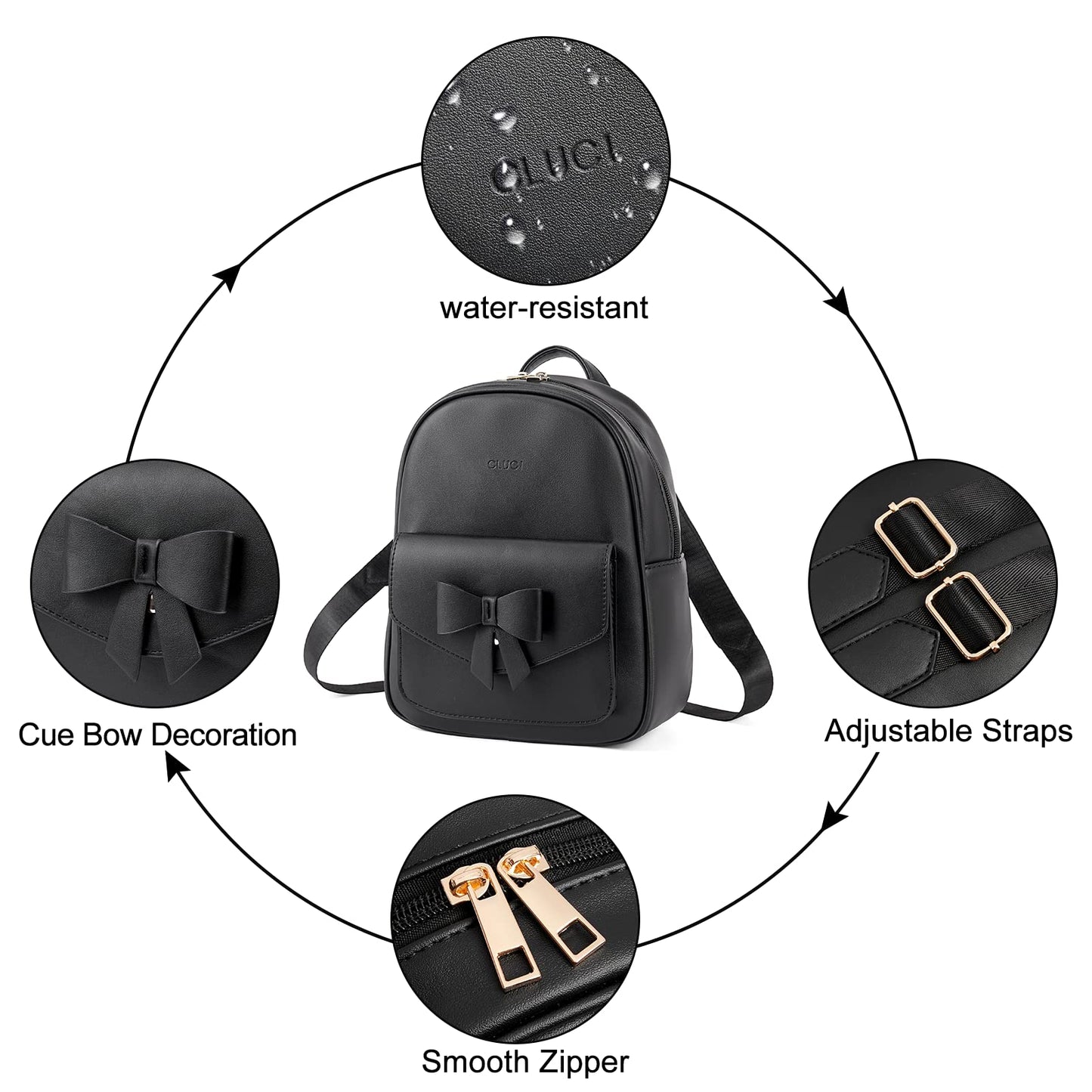 CLUCI Mini Leather Backpack Purse for Girls