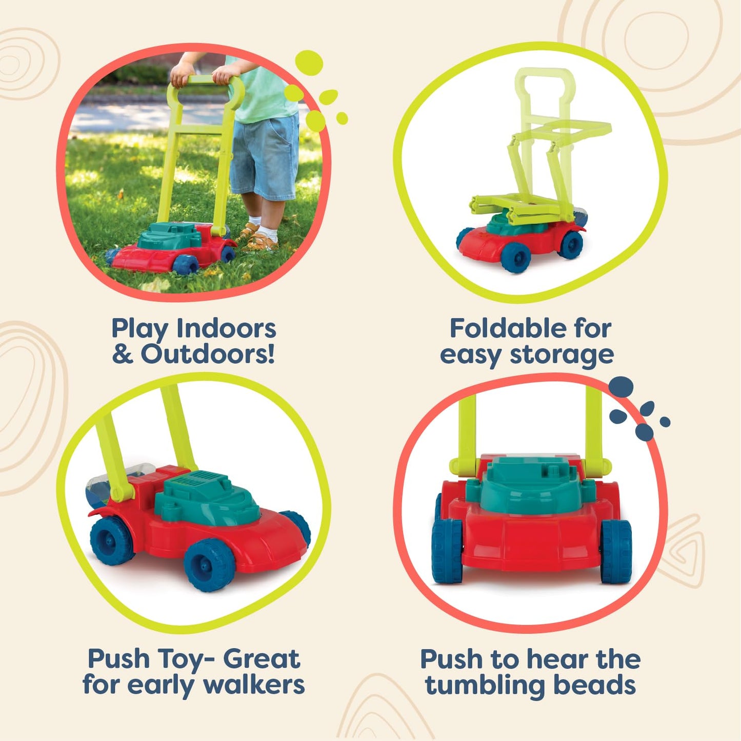 Toy Lawn Mower Push Toy by B. toys