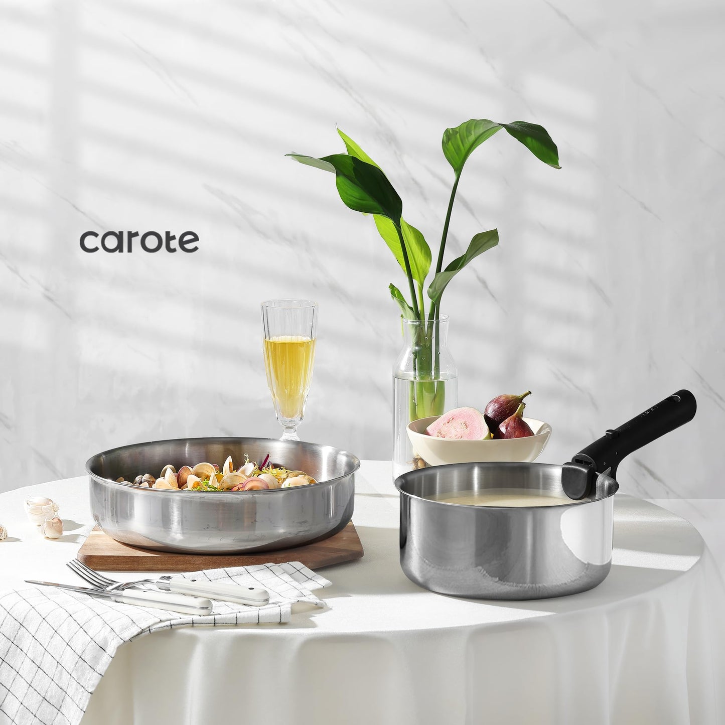 CAROTE 12-Piece Induction Cookware Set with Removable Handles