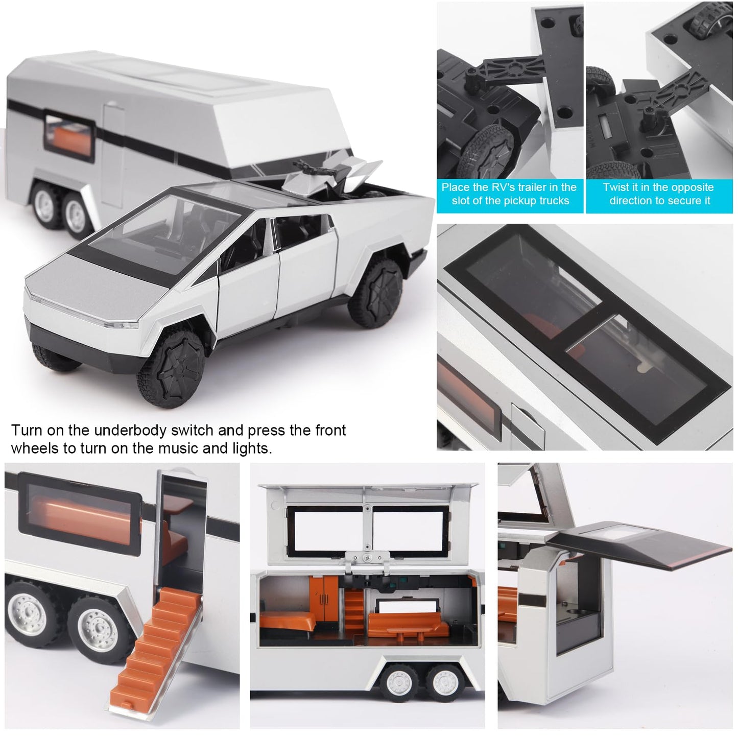 Diecast Pickup Trailer Toy Car for Kids