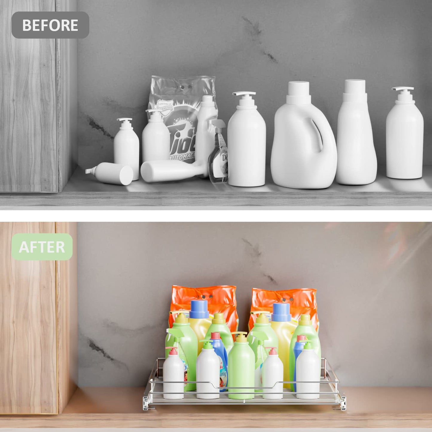 AHNR Pull Out Cabinet Organizer, Heavy Duty Cabinet Pull Out Shelves, Slide Out Cabinet Organizer Storage for Home, Pull Out Drawers for Kitchen Cabinets,20âW*21âD