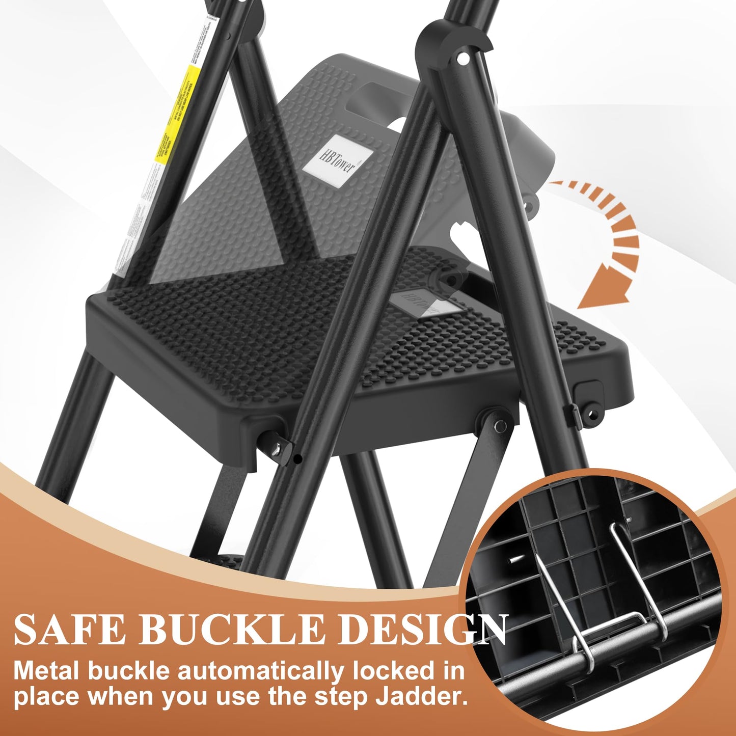 HBTower Folding Step Ladder with Anti-Slip Pedal