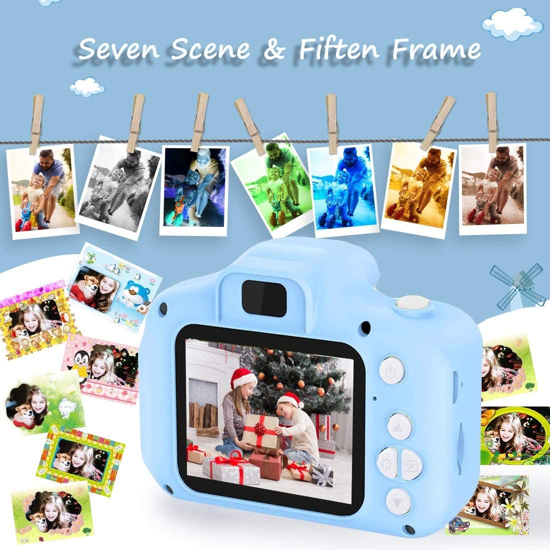 hyleton Kids Camera Toys for 3-8 Year Old Boys Girls,Children Video Toddler Camera with 32G SD Card,Christmas Birthday Festival Gift for Kids(Light Blue)