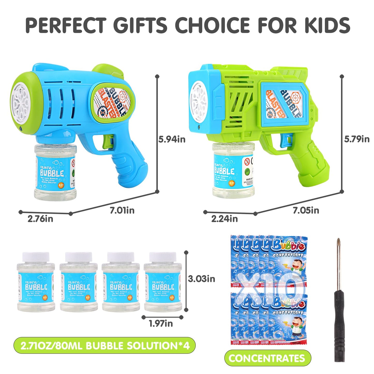 2 Pack Bubble Gun Machine for Kids Outdoor Fun