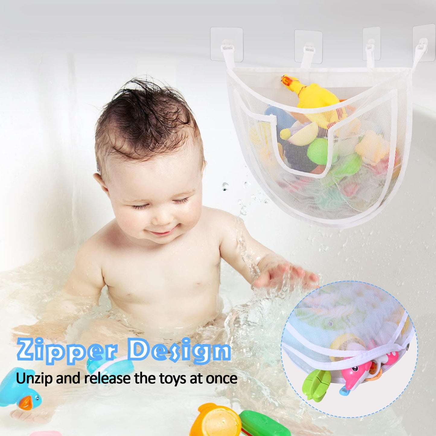 DOCMON Bath Toy Storage with Bottom Zipper