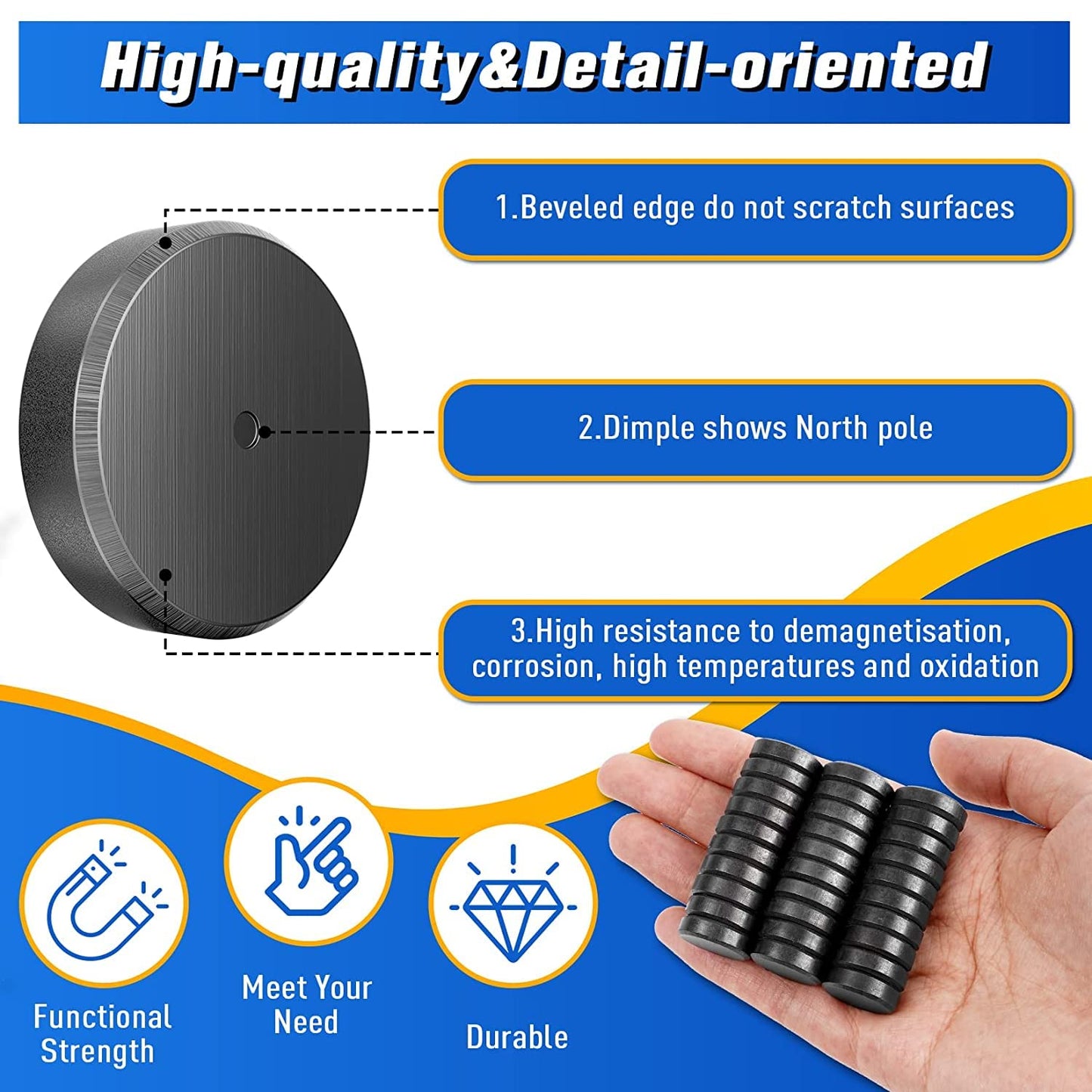 60Pcs Ceramic Magnets Round Disc Magnets,Small Magnets for Crafts with Adhesive Backing, Perfect for Refrigerator Button DIY Cup Tiny Magnet Craft Hobbies, Science Projects- 0.7'' D x 0.19''H