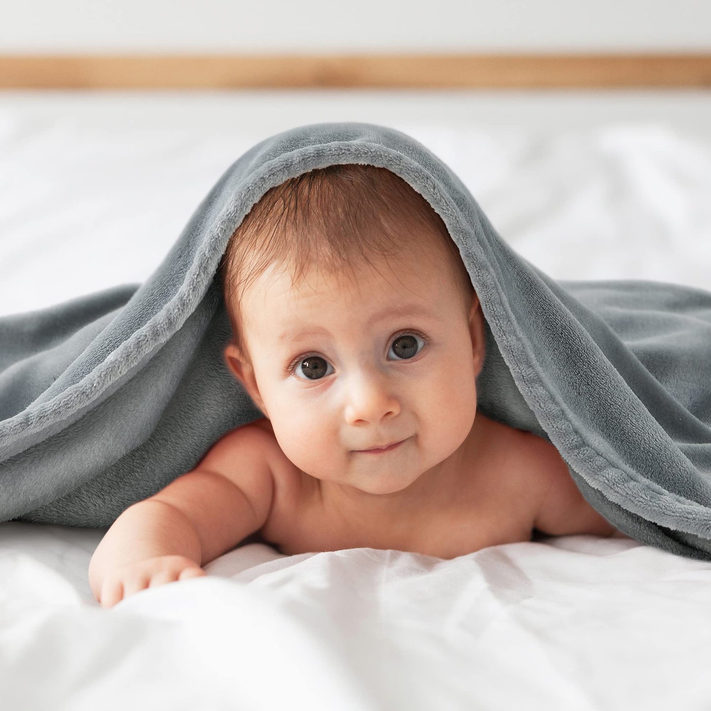 BEDELITE Baby Blankets for Boys Girls 30" x 40", Soft Cozy Fuzzy Fleece Blanket with Embroidered Elephant, Warm Breathable Infant Newborn Toddler Blanket for Crib Stroller Travel, Grey