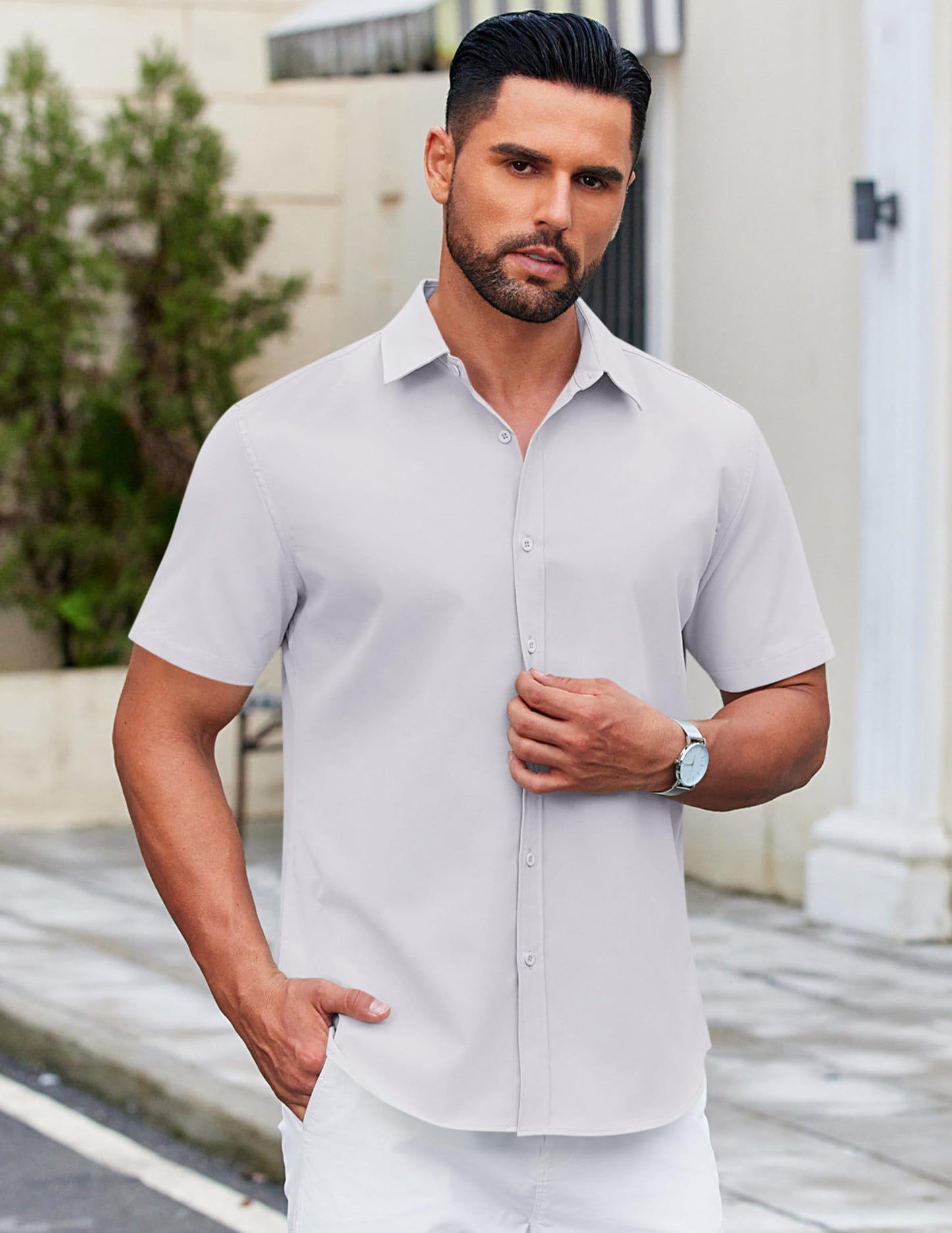 COOFANDY Mens Short Sleeve Dress Shirt
