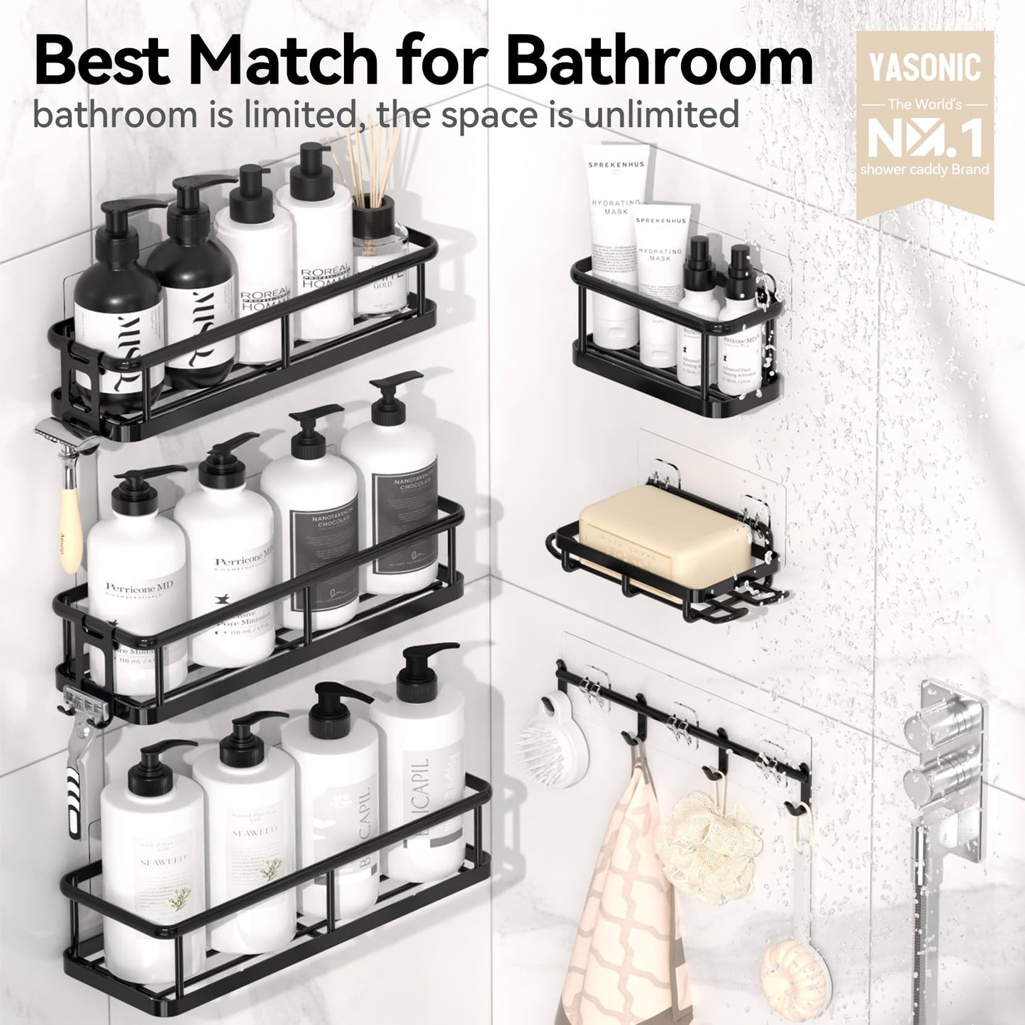 6 Pack Shower Caddy Organizer with Hooks