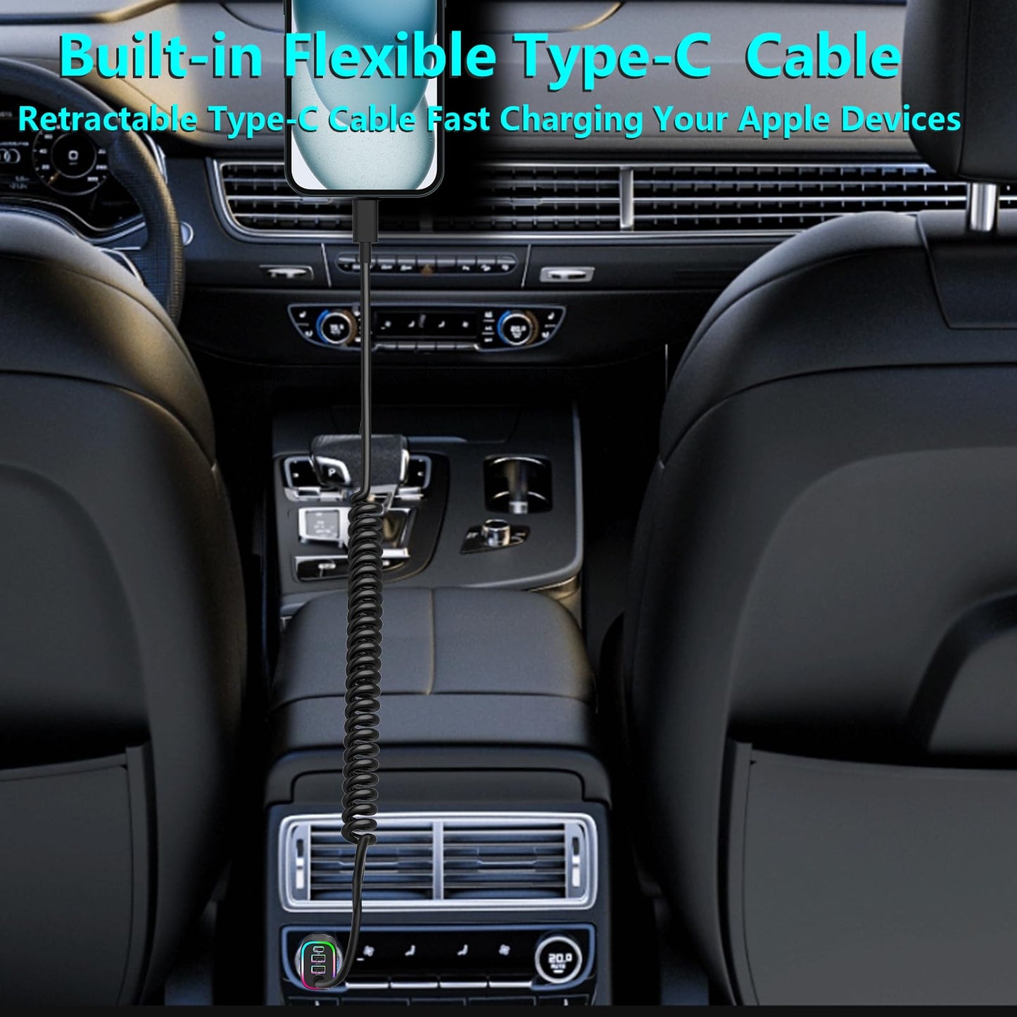 140W USB-C Car Charger with 4 Ports