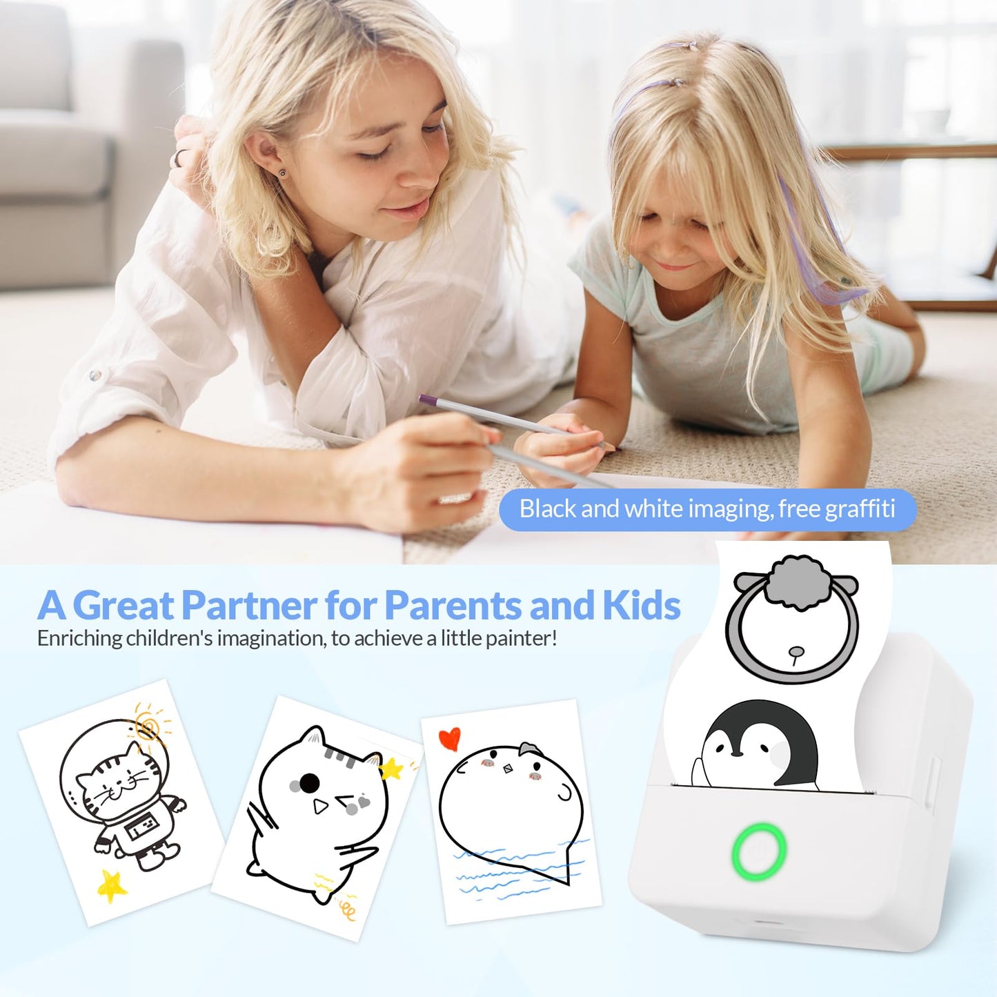 Inkless Bluetooth Mini Sticker Printer for Scrapbooks