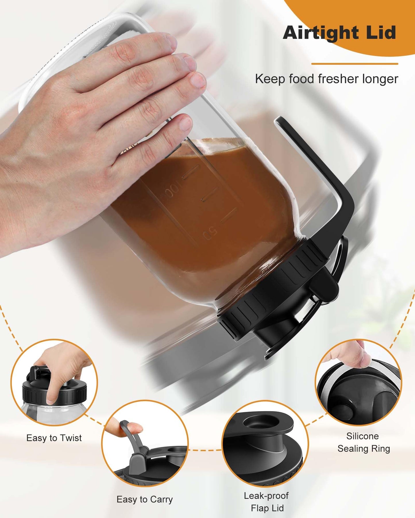 64 oz Glass Water Pitcher with Airtight Lid