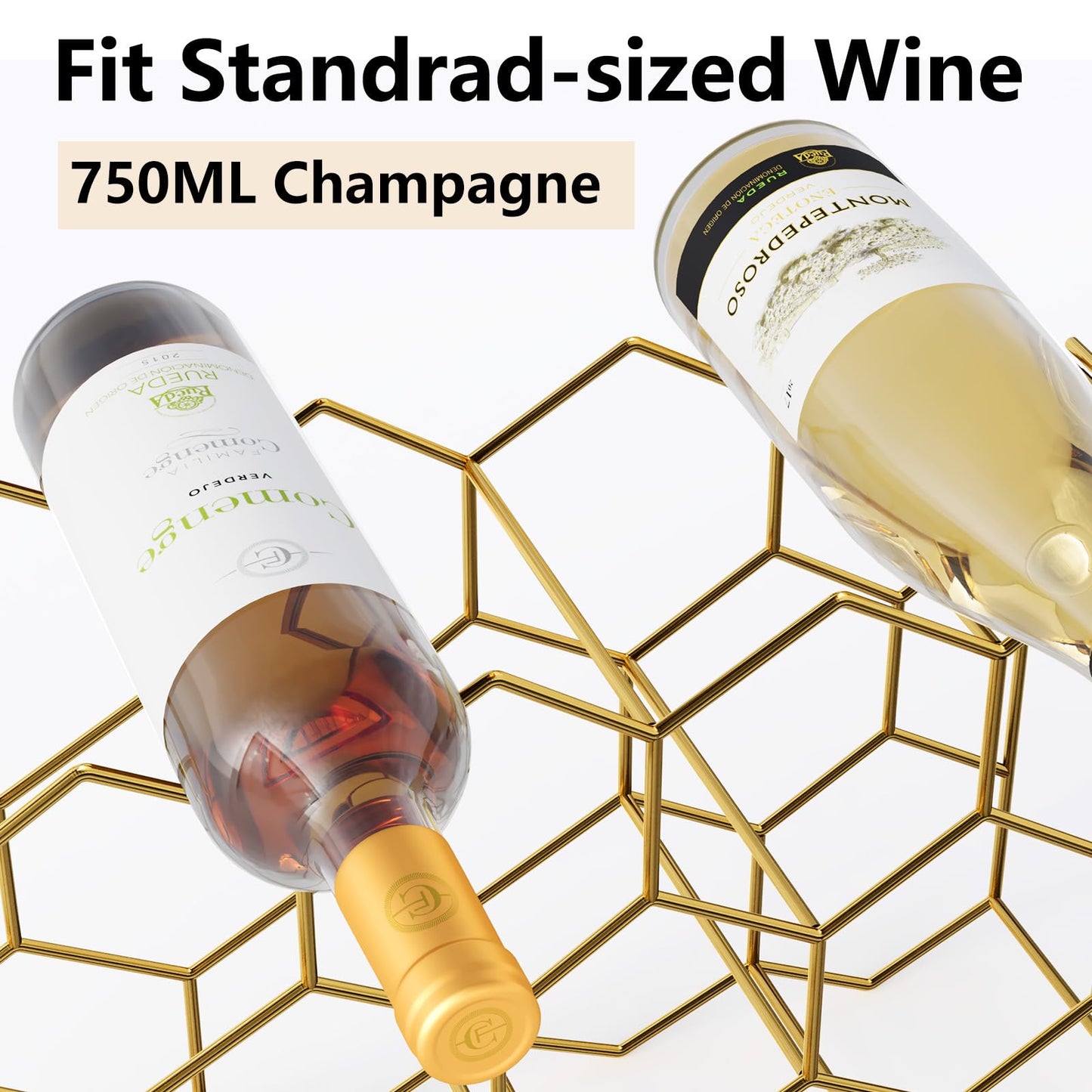 Countertop Wine Rack for 14 Bottles - Gold