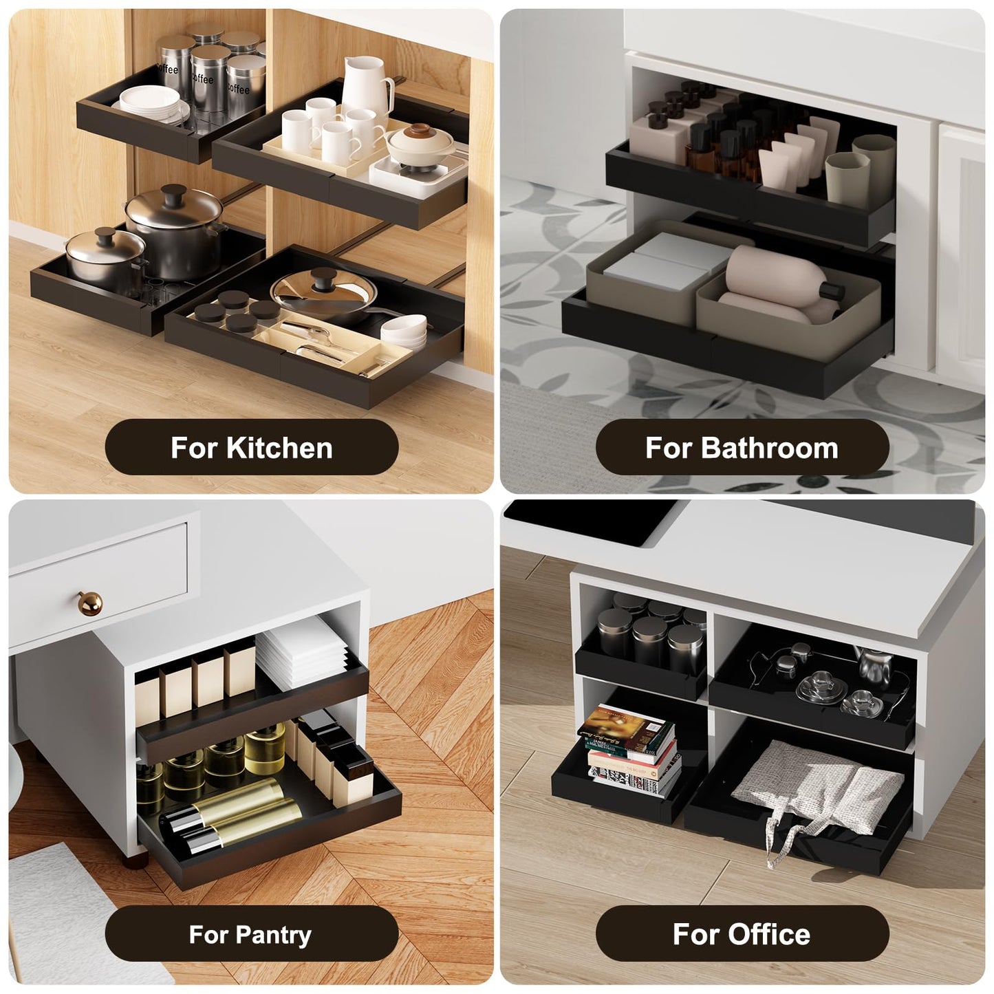 2 Pack Expandable Kitchen Cabinet Organizer