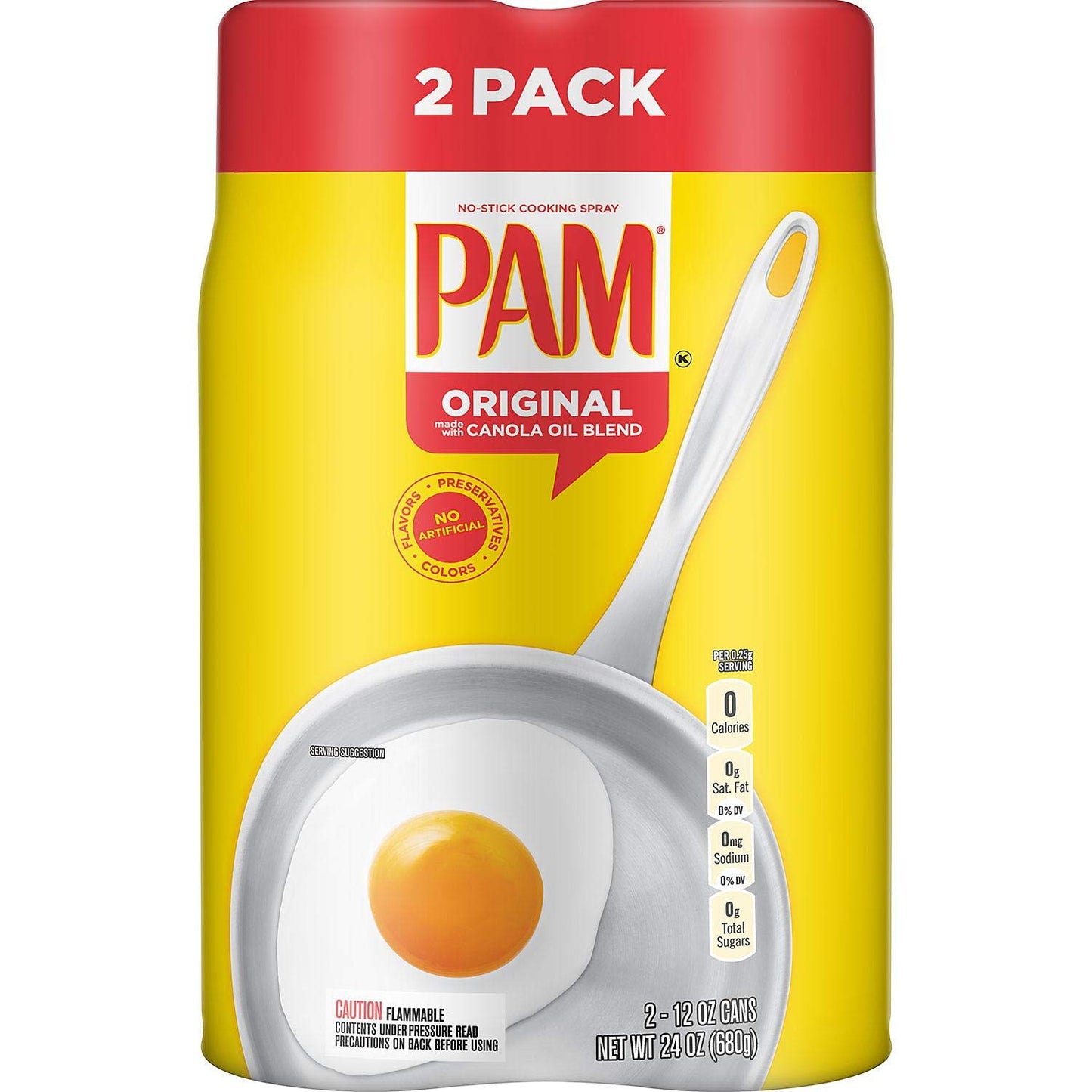 PAM No-Stick Cooking Spray, Canola Oil, 2-Pack