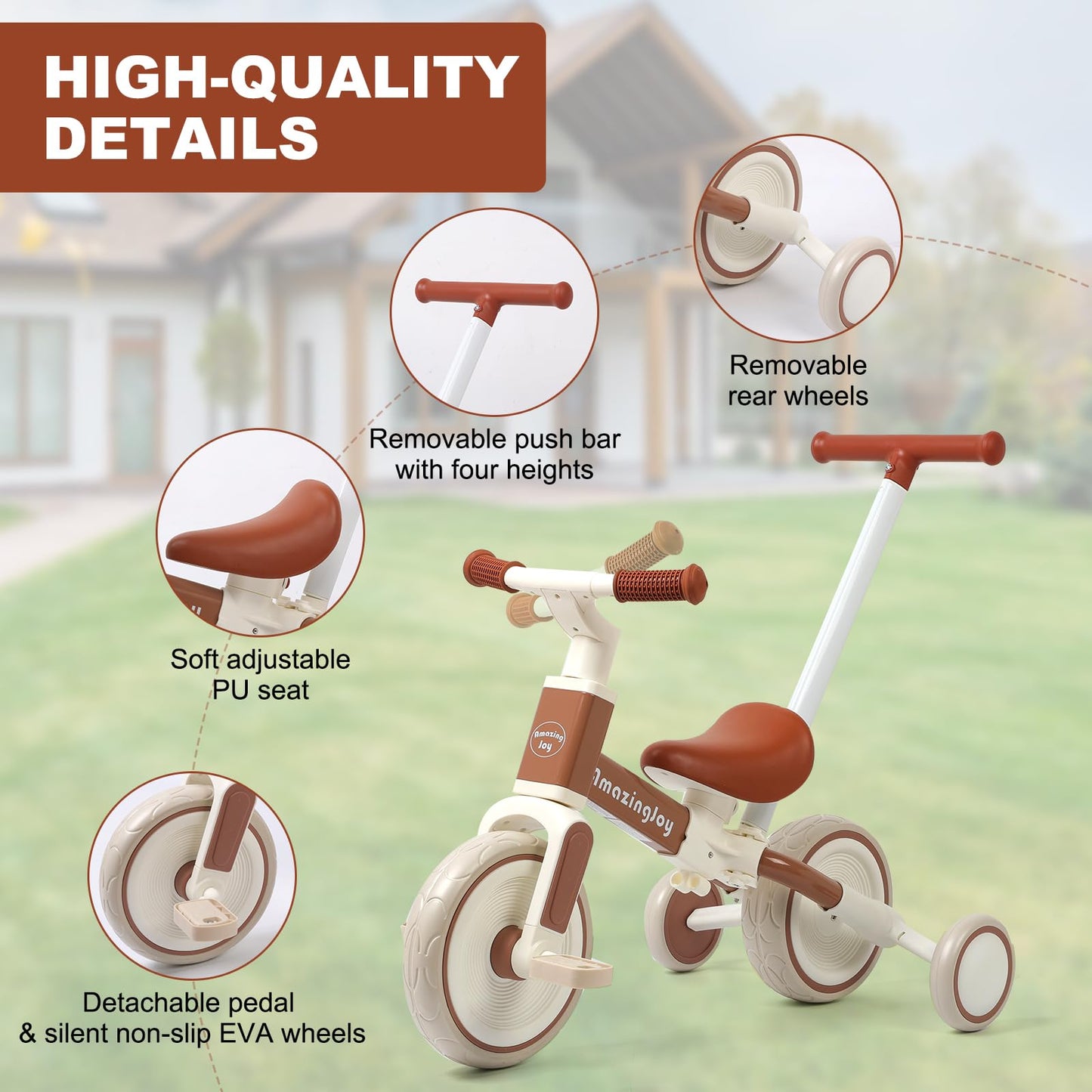 6 in 1 Toddler Tricycle with Adjustable Seat