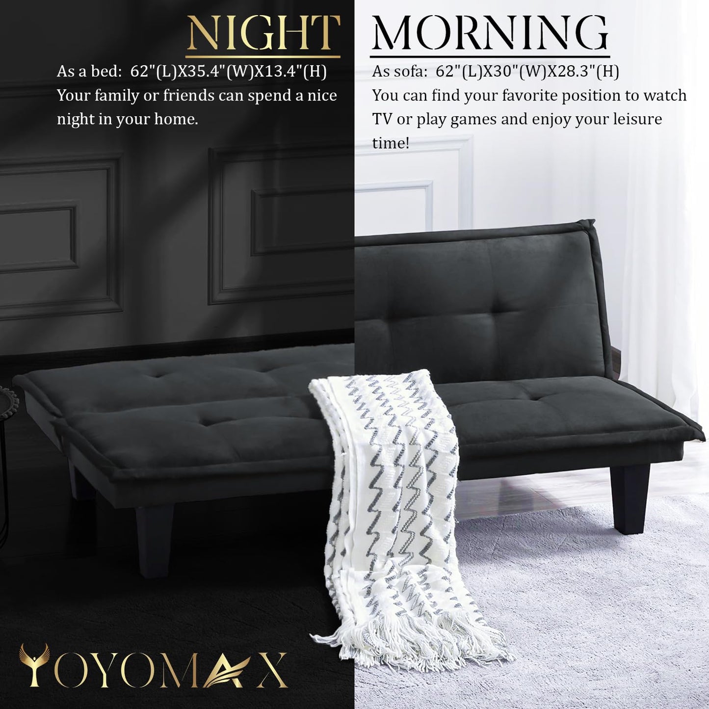 yoyomax Convertible Futon Sofa Bed, Compact Design