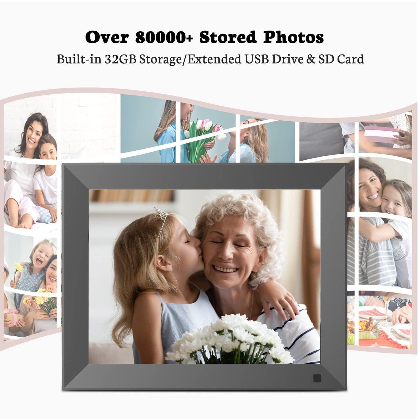 BSIMB 32GB WiFi Digital Picture Frame, 9.7 Inch Electronic Photo Frame with IPS Touch Screen, Instantly Share Pictures & Videos via App & Email, Auto-Rotate, Wall Mountable, Dad Gifts, Gifts for Men