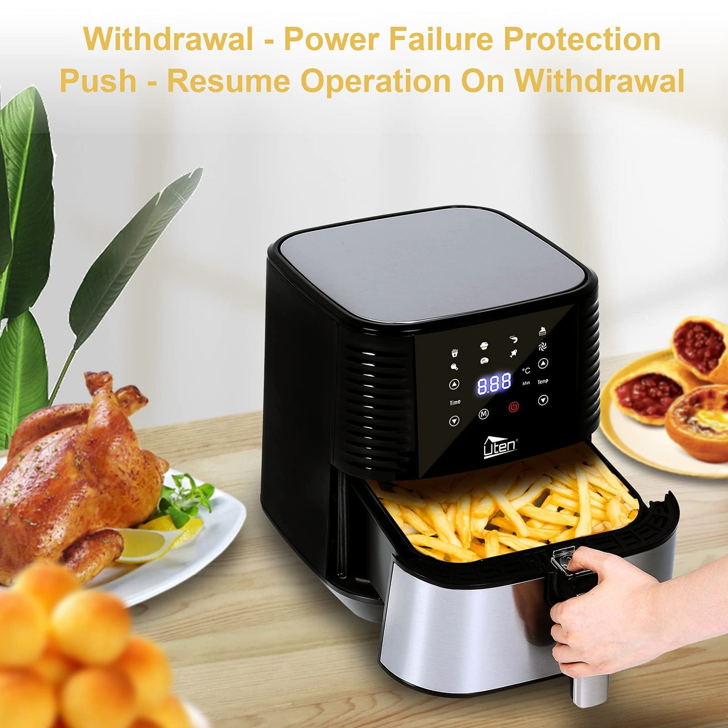 5.5L Uten Electric Air Fryer with Touchscreen