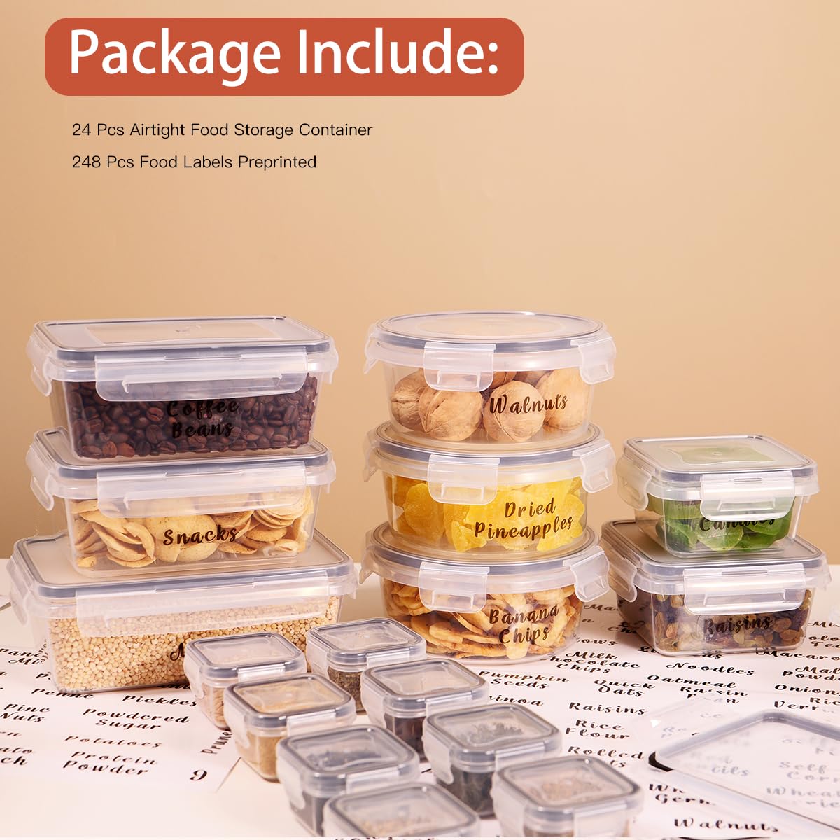24 Pcs BPA-Free Food Storage Containers Set