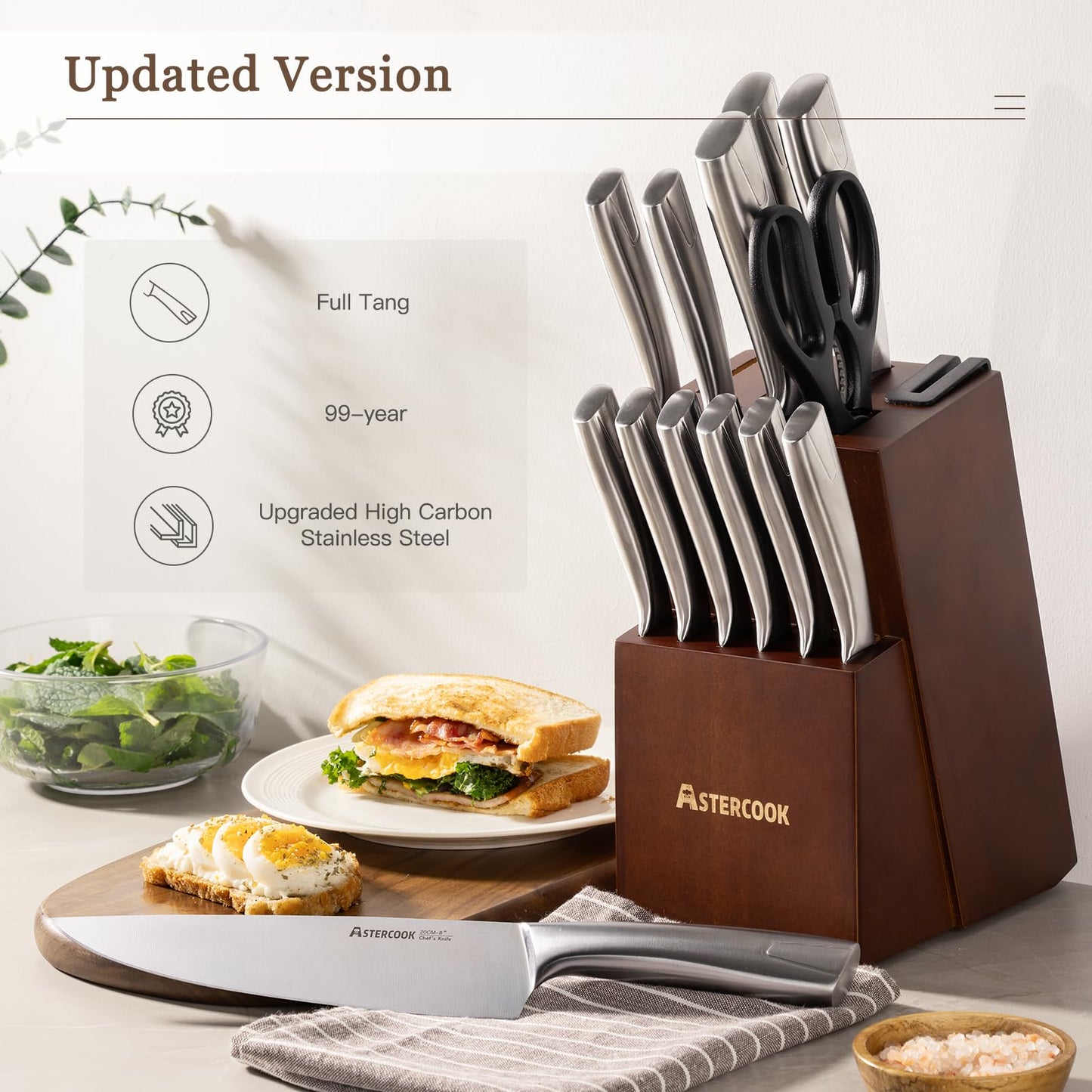 15-Piece Astercook Stainless Steel Knife Set