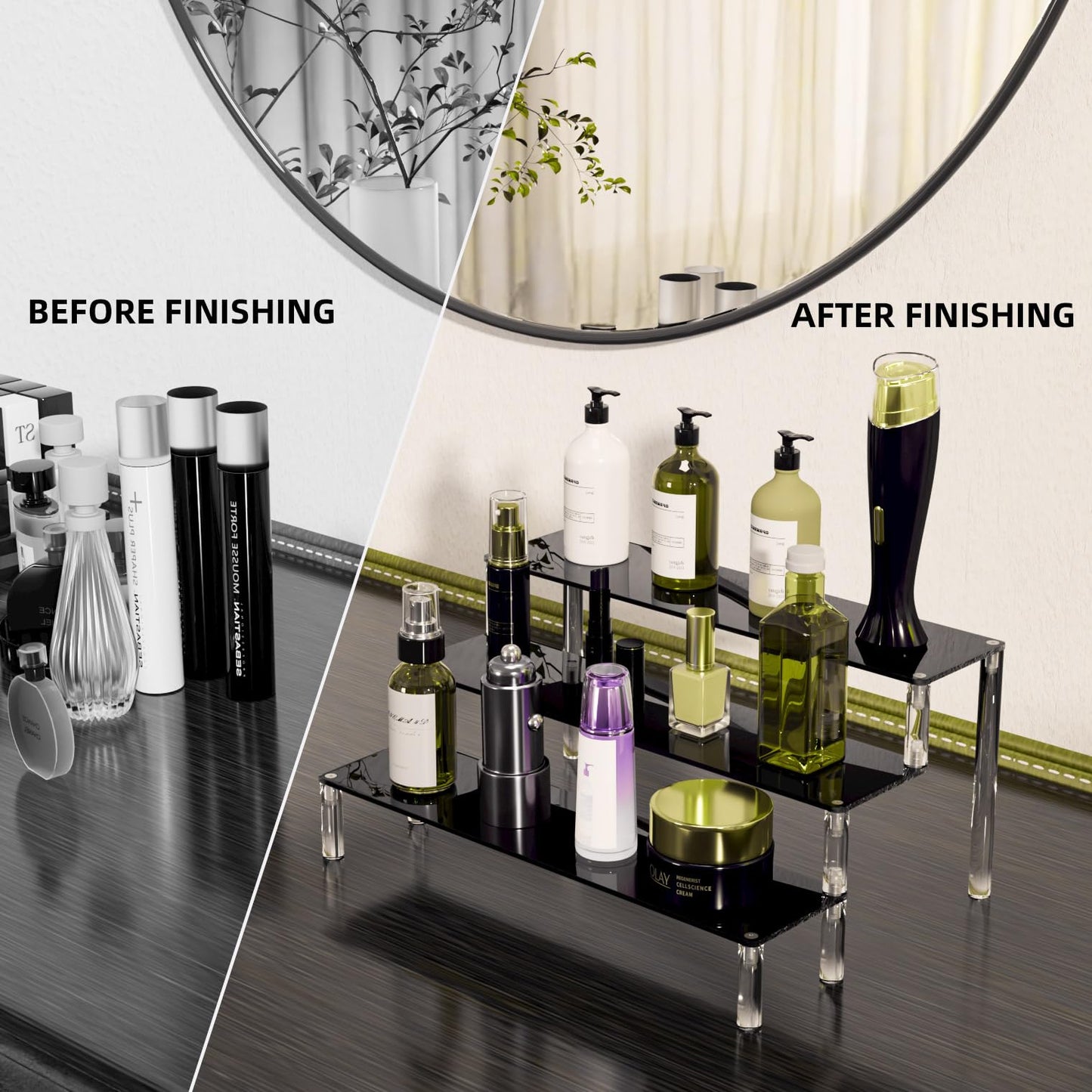 Acrylic Display Risers,Perfume Organizer,Display Riser,Cupcake Display Stand Steps, Organizer Shelf Stand for Figures, Dessert, Cosmetics, Lotion, Cream and Cologne Organizer