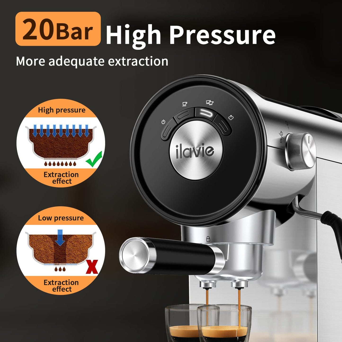 ILAVIE 20Bar Espresso Machine with Steamer
