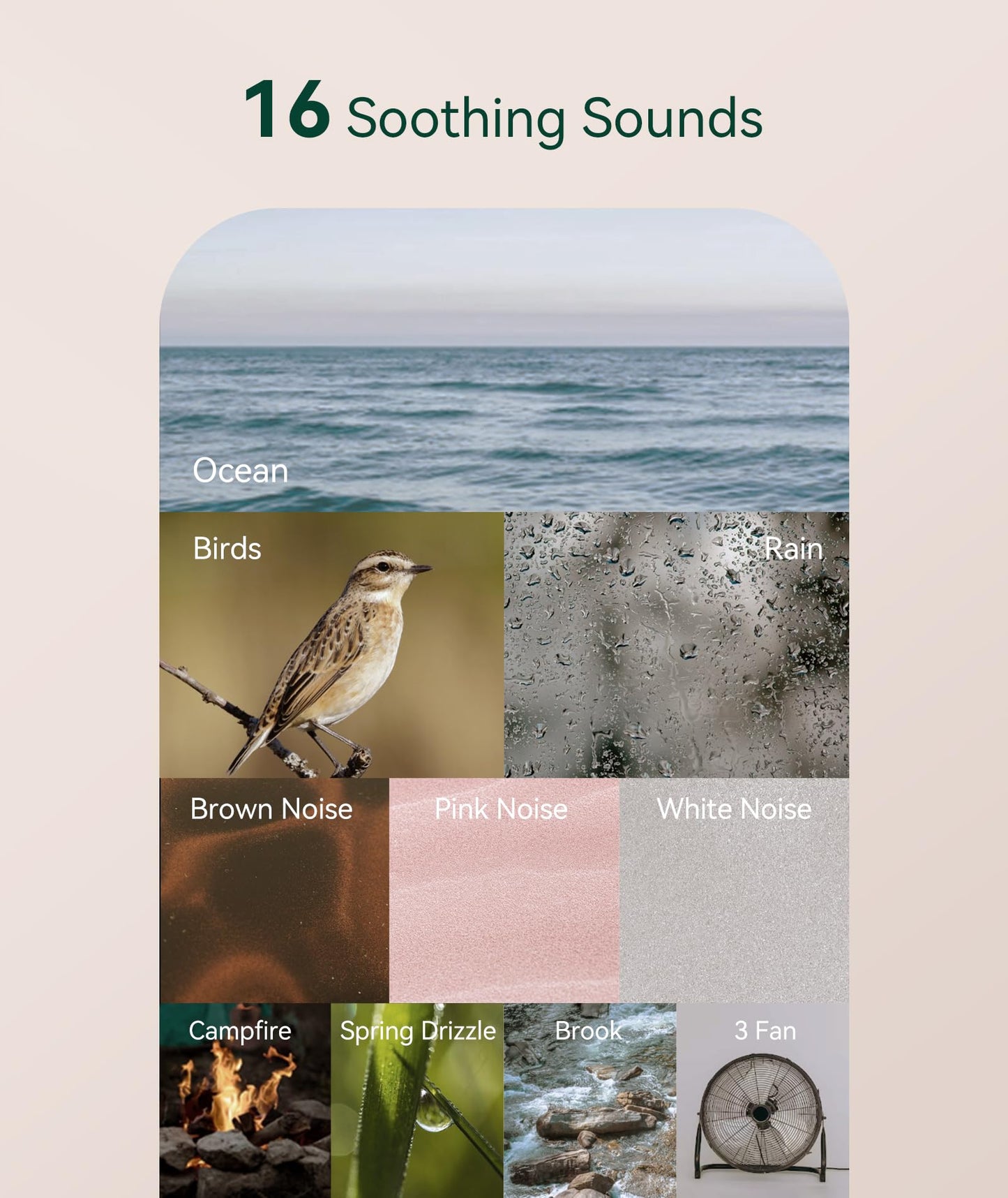 Restnature White Noise Sound Machine - Portable Sound Machine for Sleep, Travel Sound Machine for Baby Adults, 16 Nature Sound, Timer, White Noise Machine for Sleeping Office Privacy Home Gift