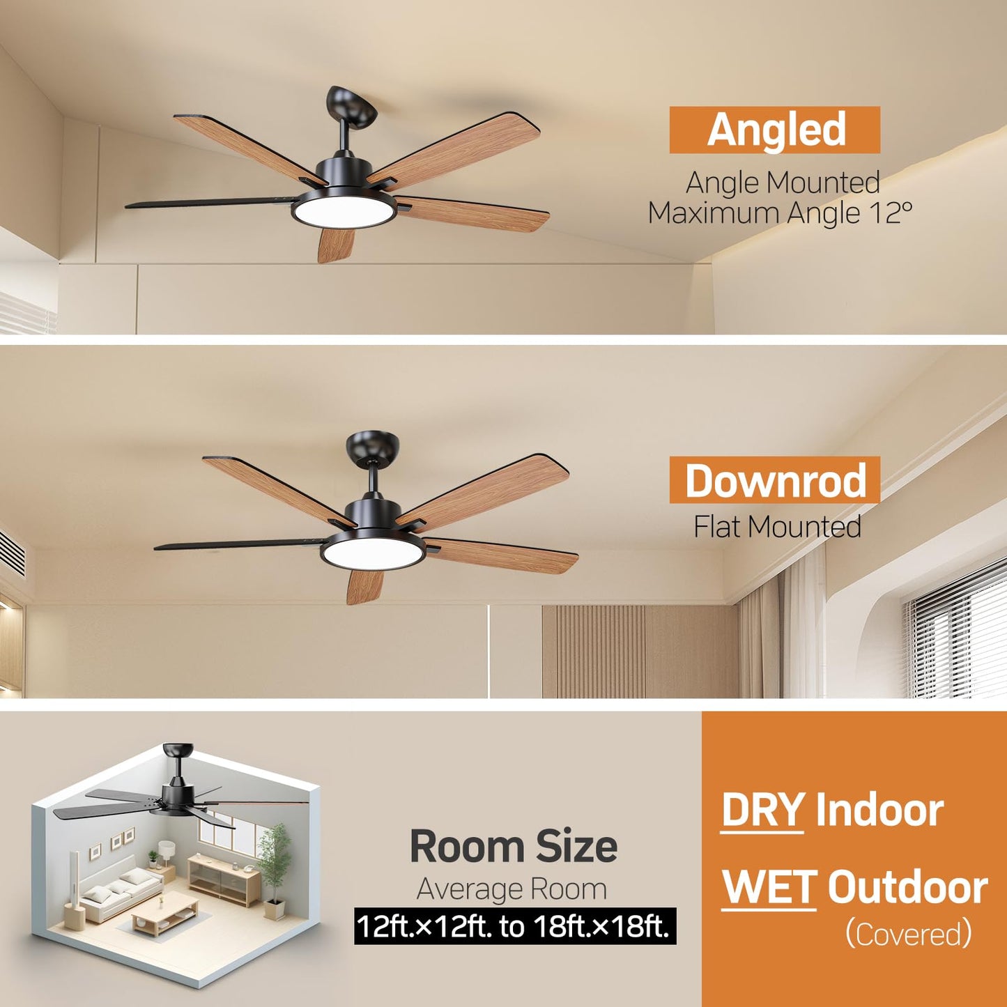 52 Inch Ceiling Fan with Remote Control