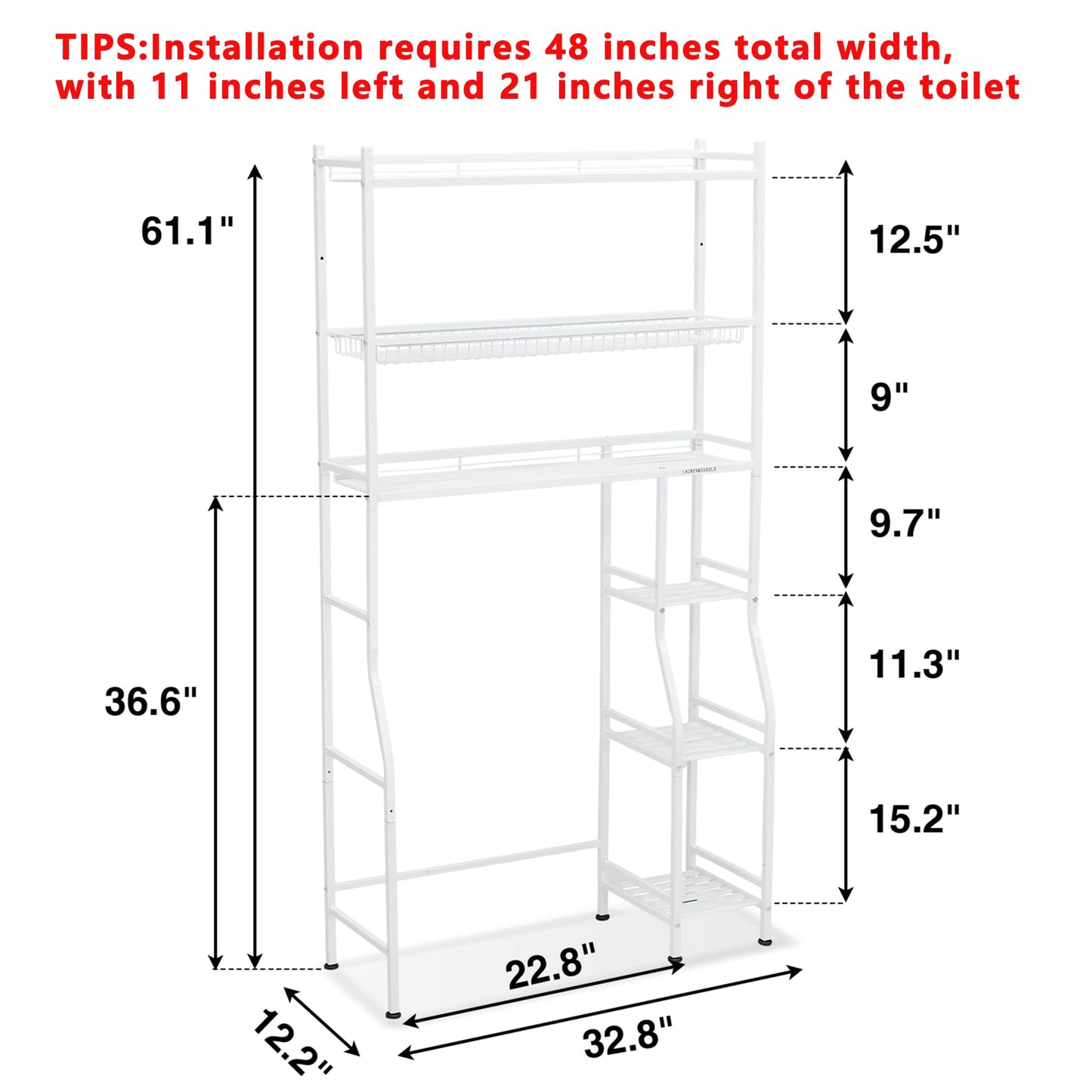 6-Tier Over Toilet Storage Organizer