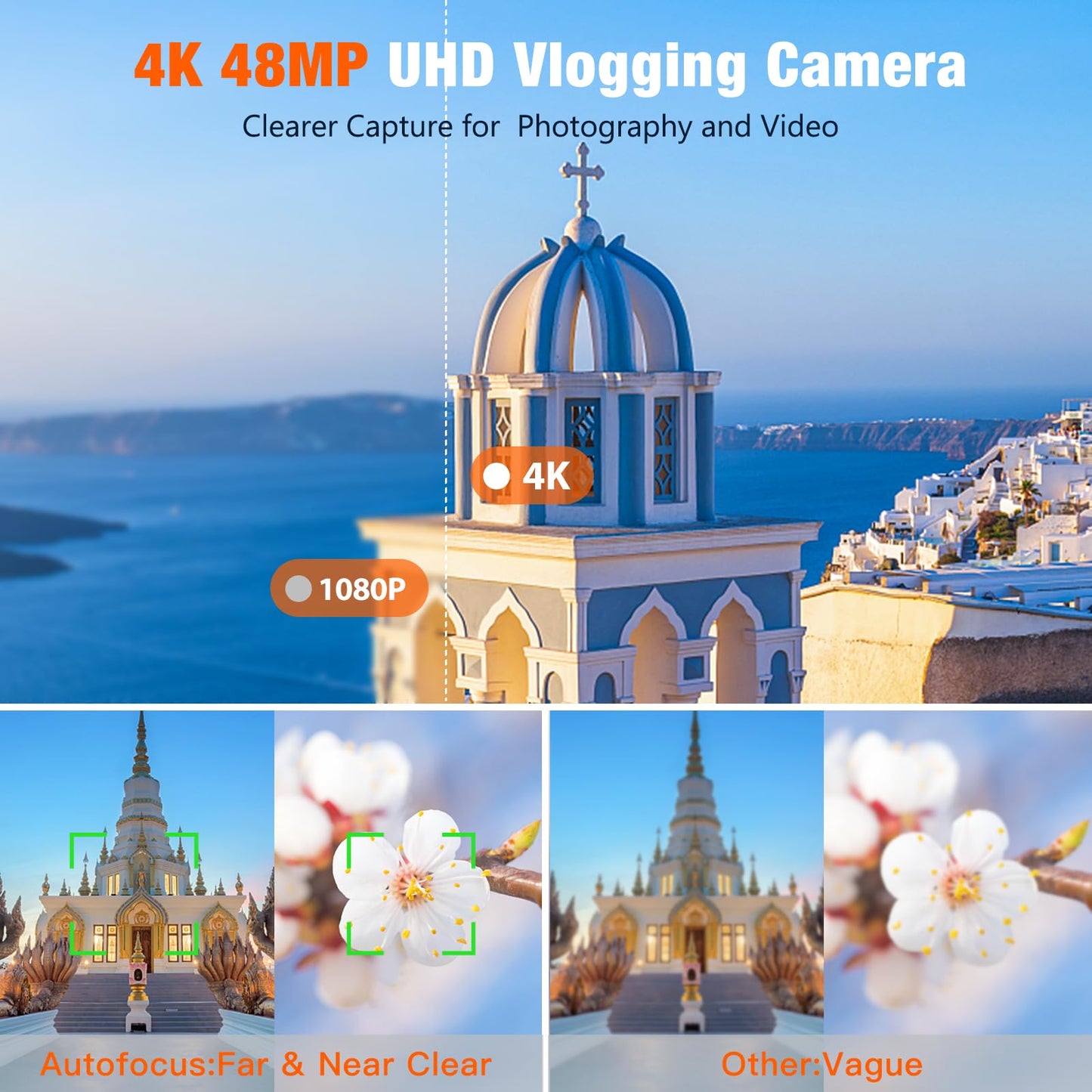 48MP 4K Vlogging Camera with 16X Zoom