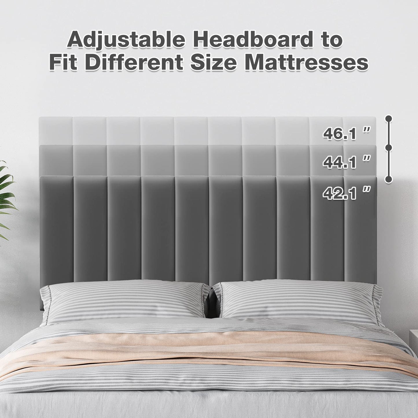 Full Size Velvet Bed Frame with Adjustable Headboard