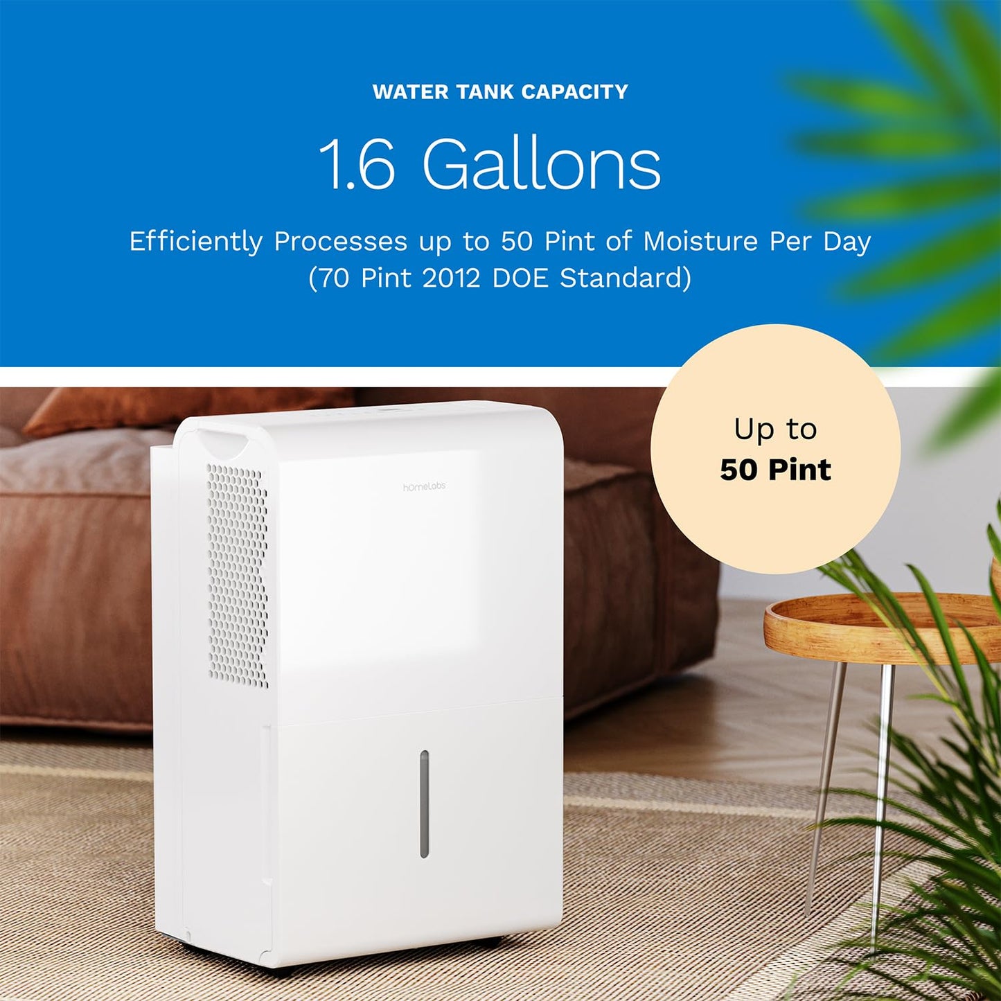 50 Pint hOmeLabs WiFi Dehumidifier with Pump