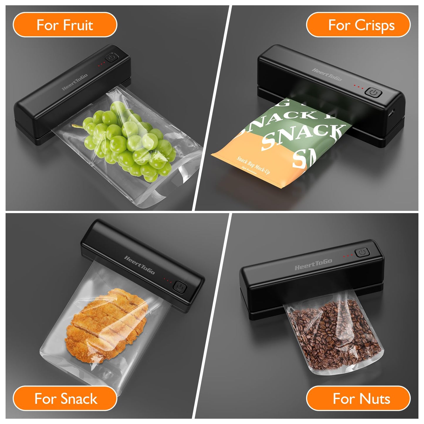 HEERTTOGO Heating Sealer, Mini Sealer Machine Rechargeable 3000mAh, Heating Quick Sealer for Food Bag, Chips and Snacks Bags Freshness, Portable item for Kitchen, Picnic, Gift for Family, Friends