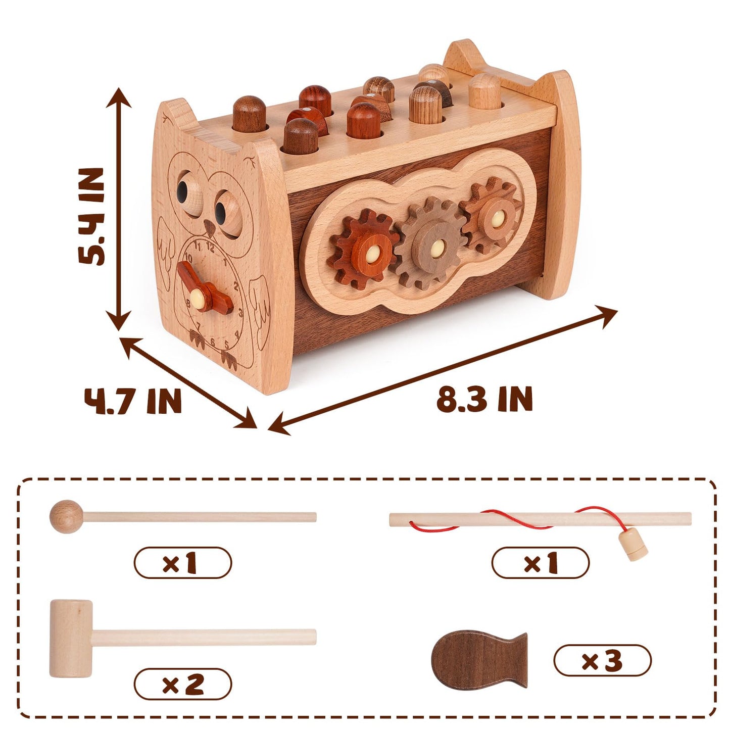 6-in-1 Wooden Montessori Hammer Toy for Toddlers