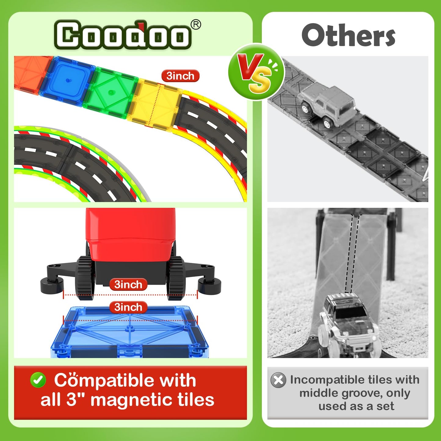 Dinosaur Magnetic Tiles with Race Track Cars