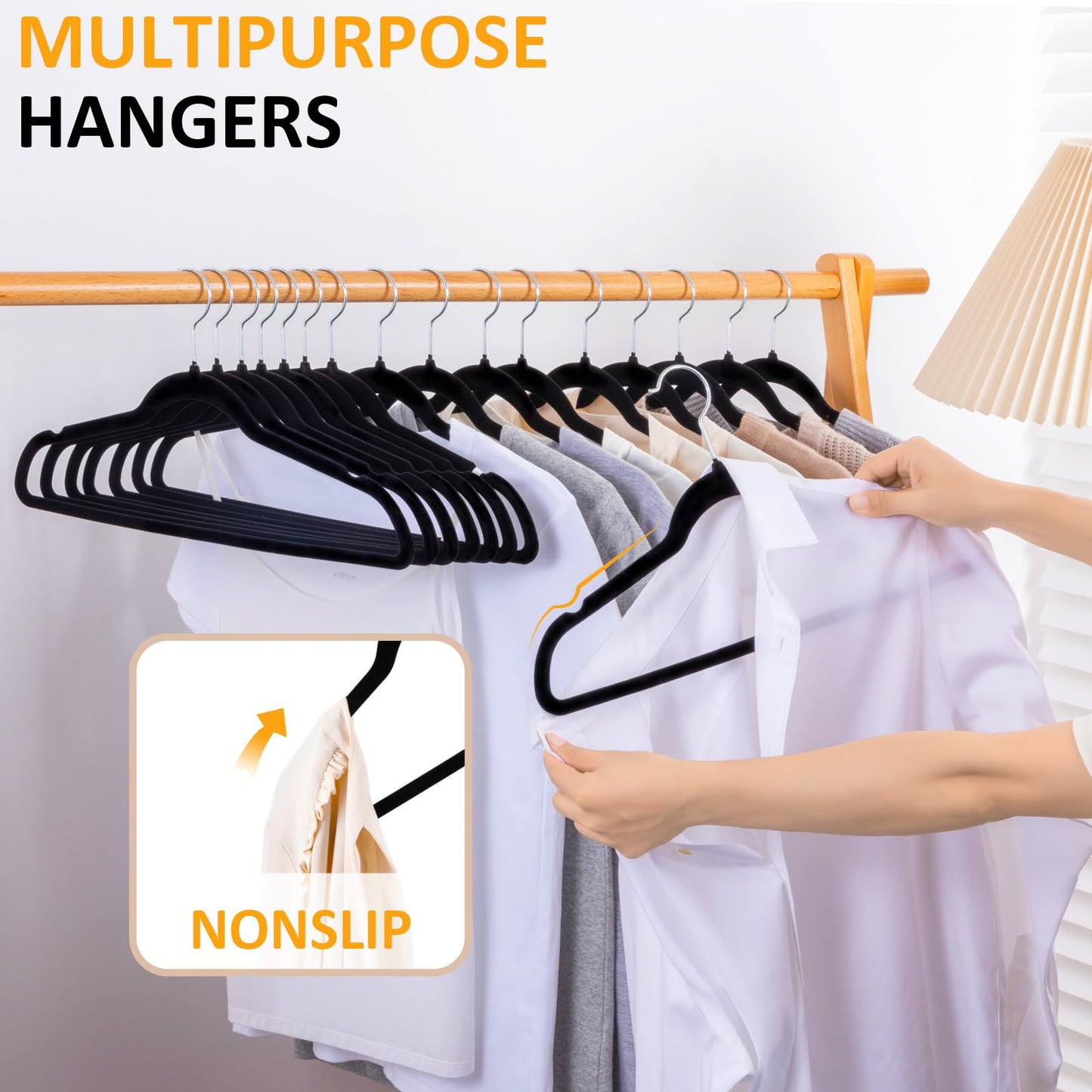 50 Pack Velvet Non-Slip Hangers